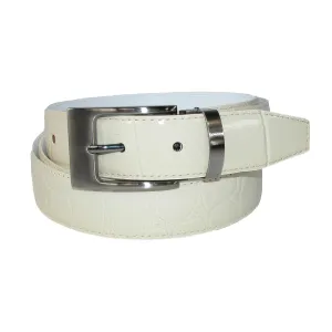 Leather Croc Print Dress Belt with Clamp On Buckle