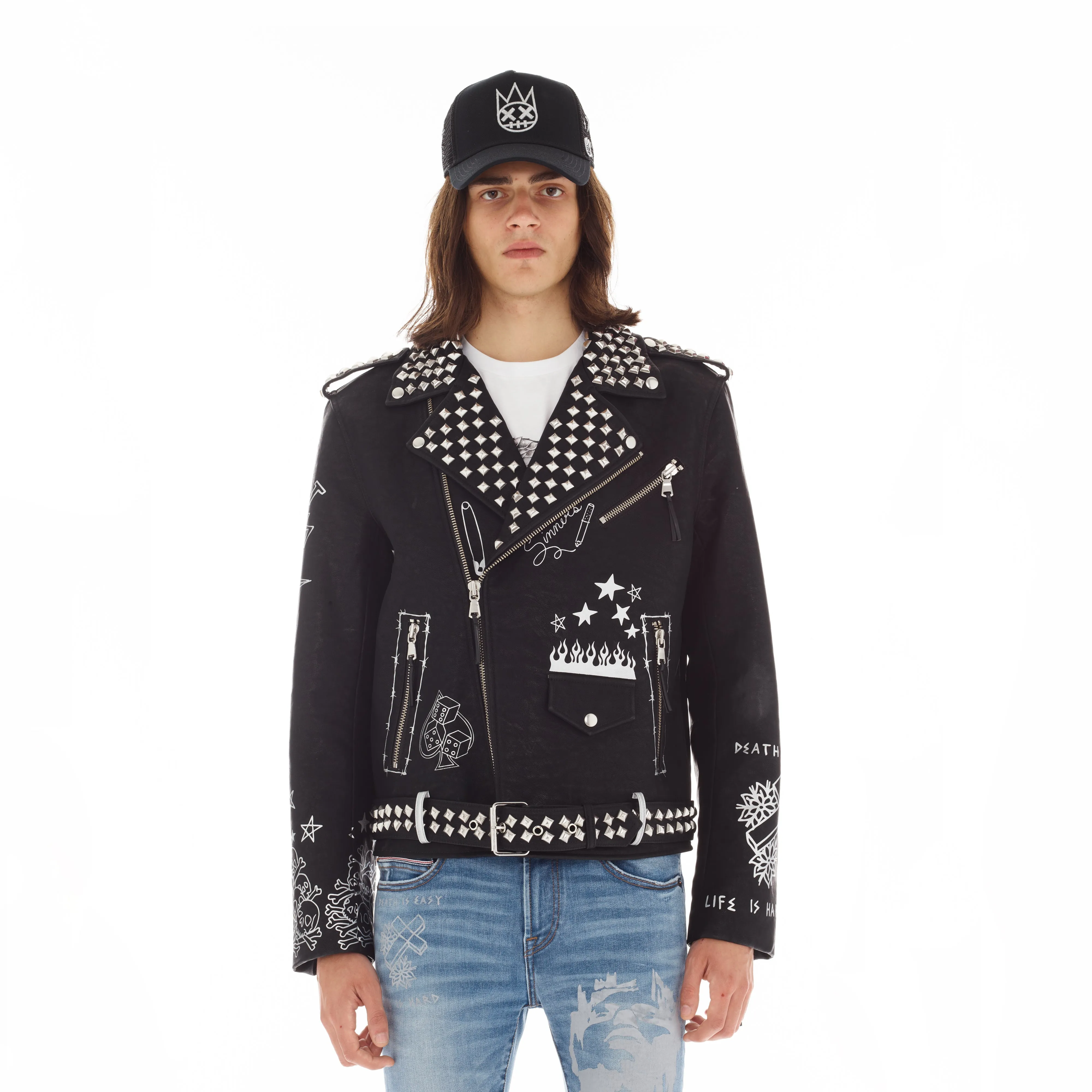 Leather Moto Jacket In Black