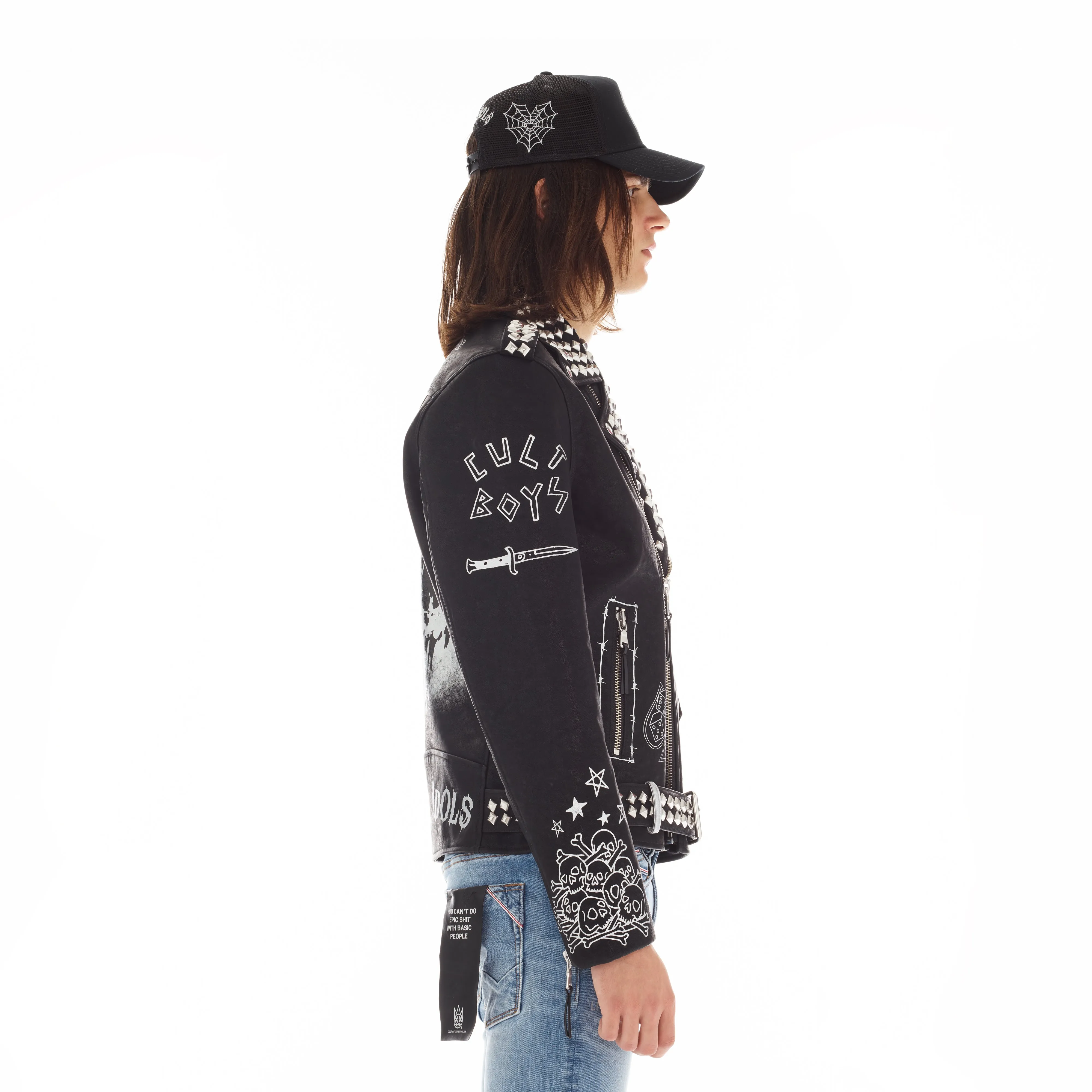 Leather Moto Jacket In Black