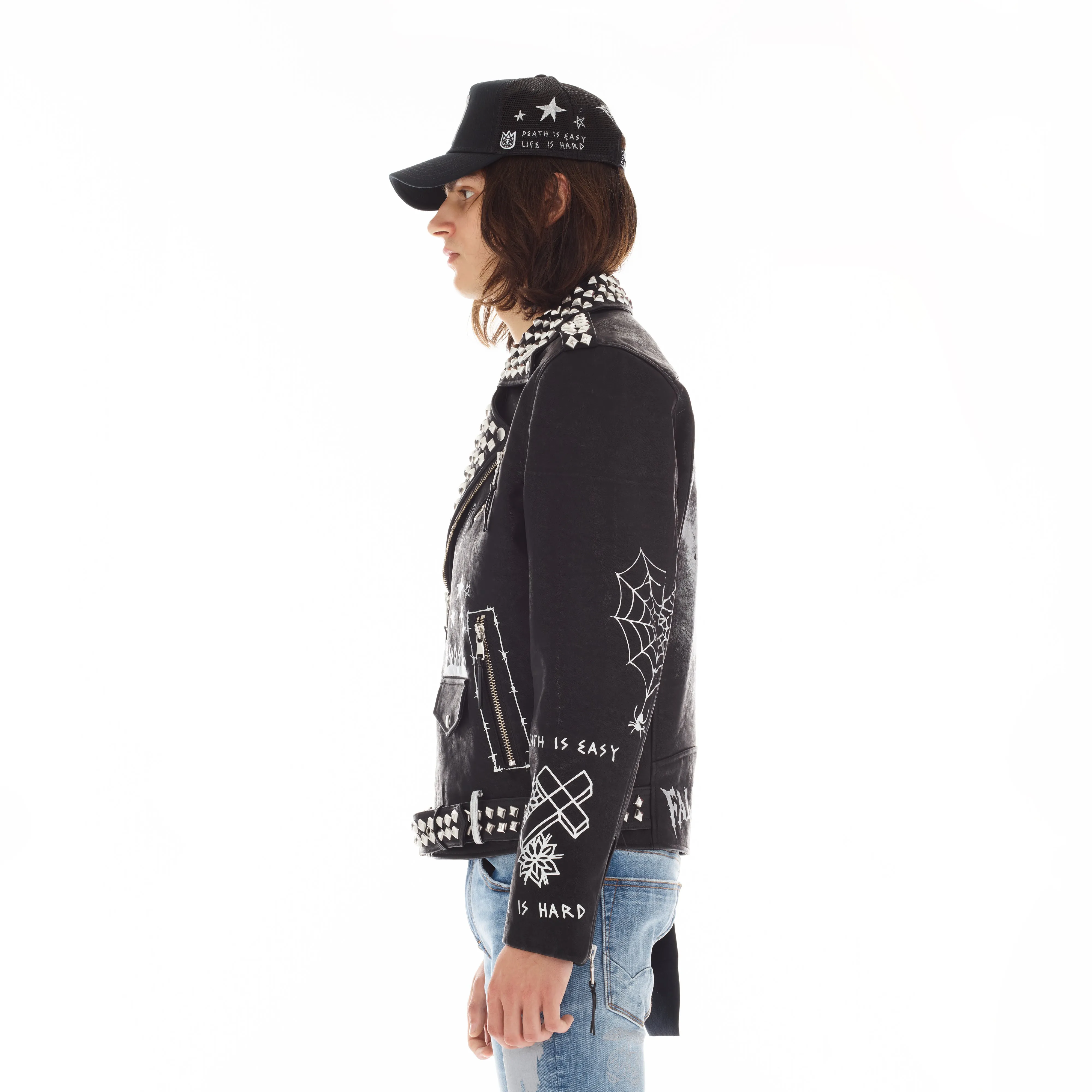 Leather Moto Jacket In Black
