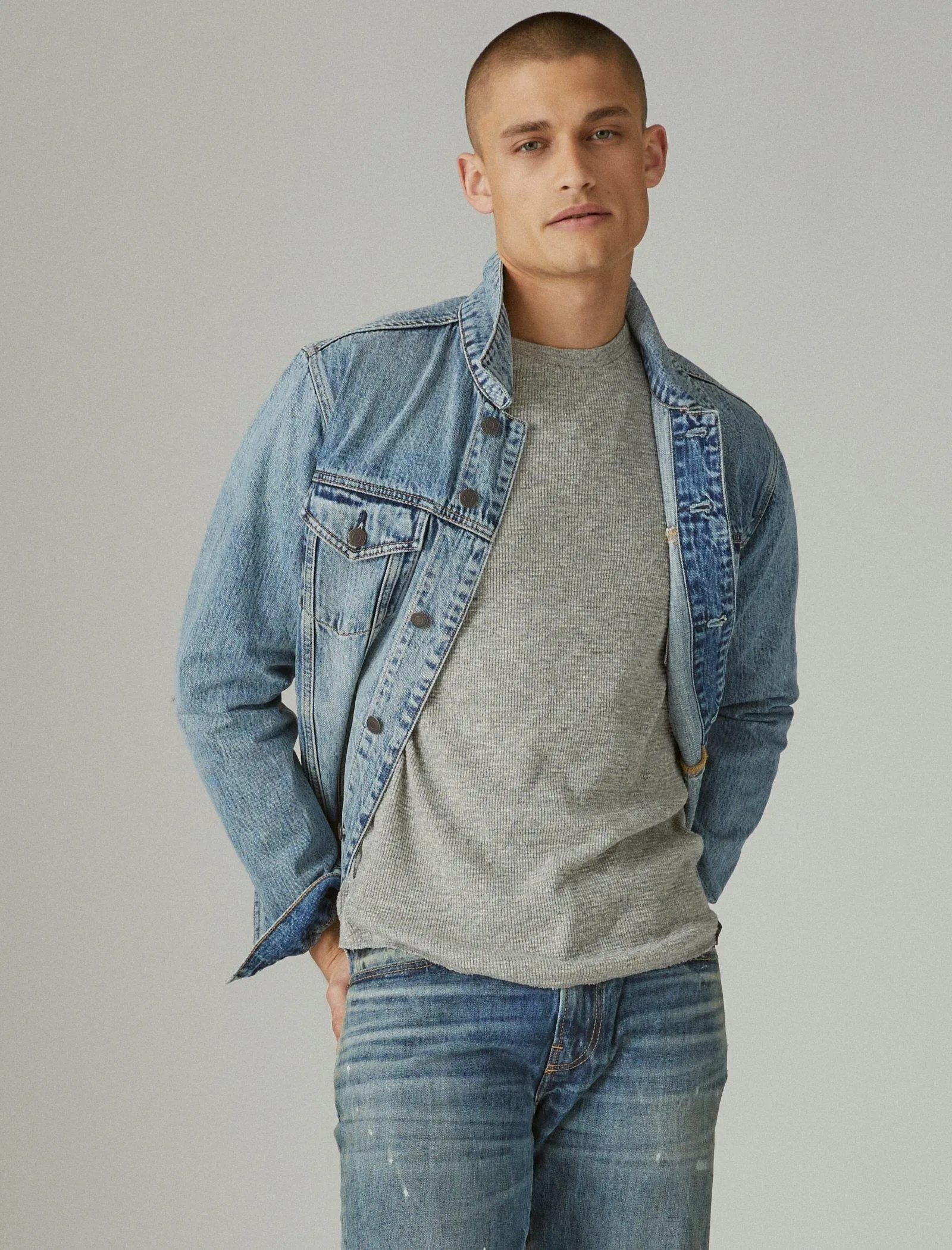 Lucky Brand Men's Garment Dye Thermal Crew