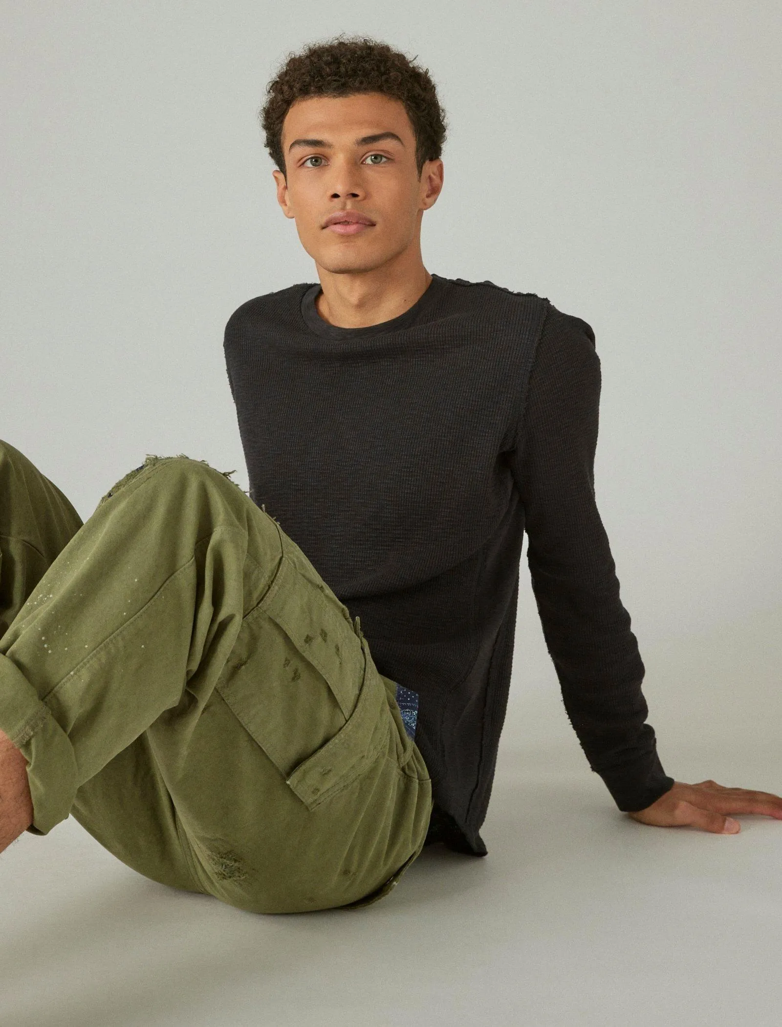 Lucky Brand Men's Garment Dye Thermal Crew