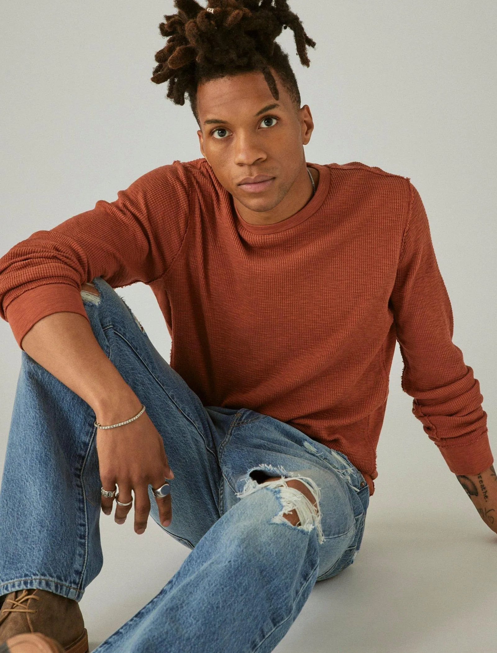 Lucky Brand Men's Garment Dye Thermal Crew