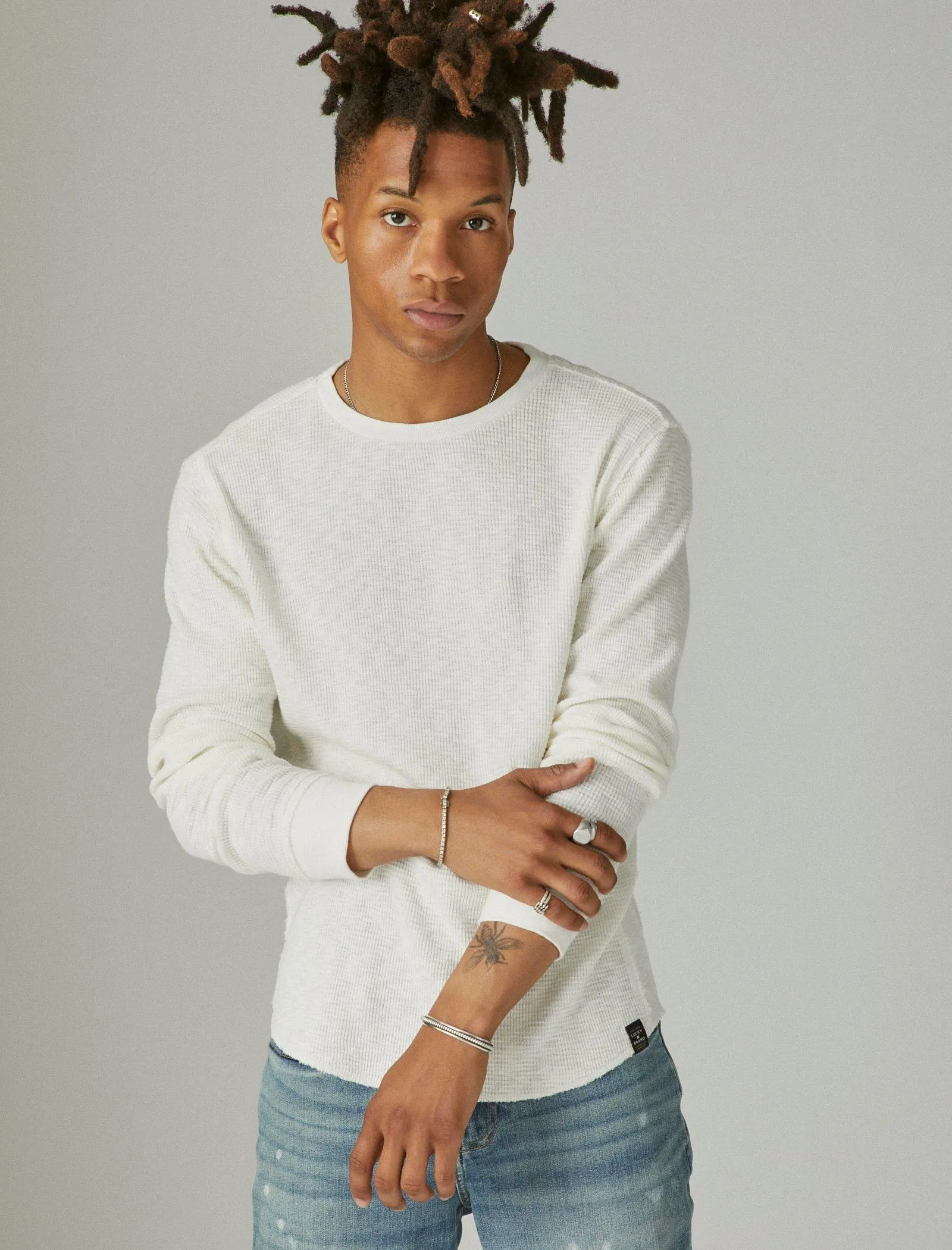 Lucky Brand Men's Garment Dye Thermal Crew