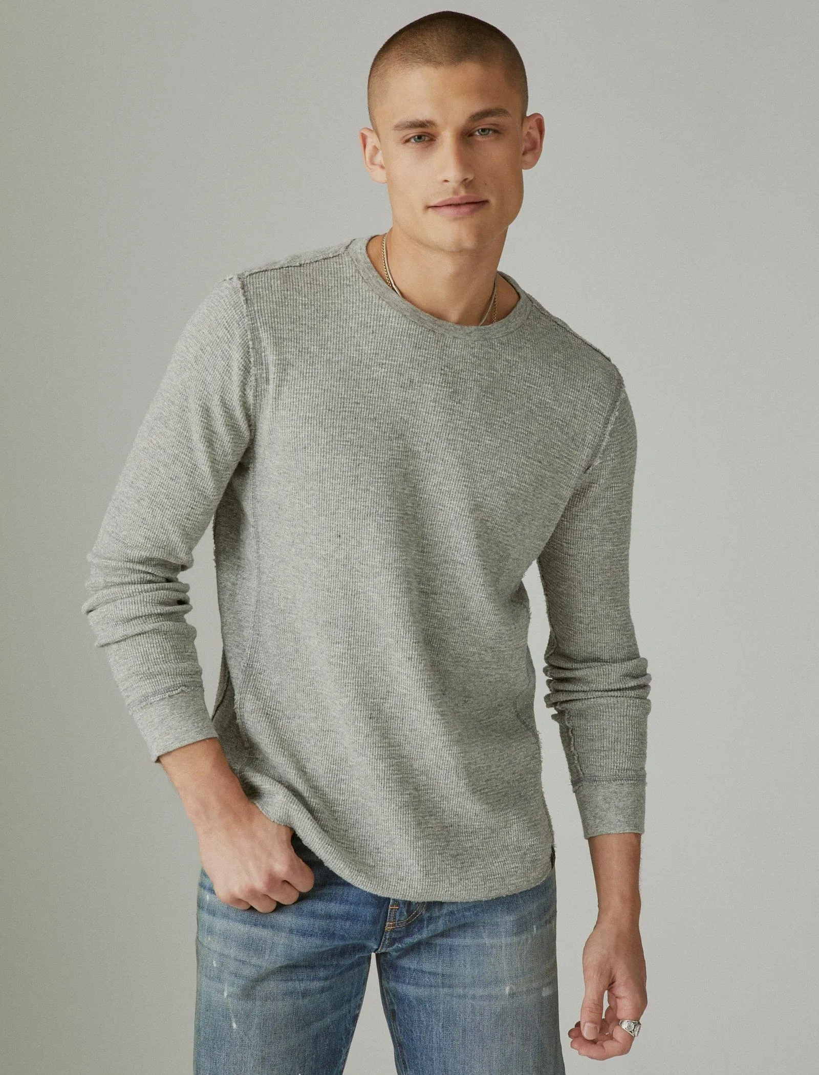 Lucky Brand Men's Garment Dye Thermal Crew