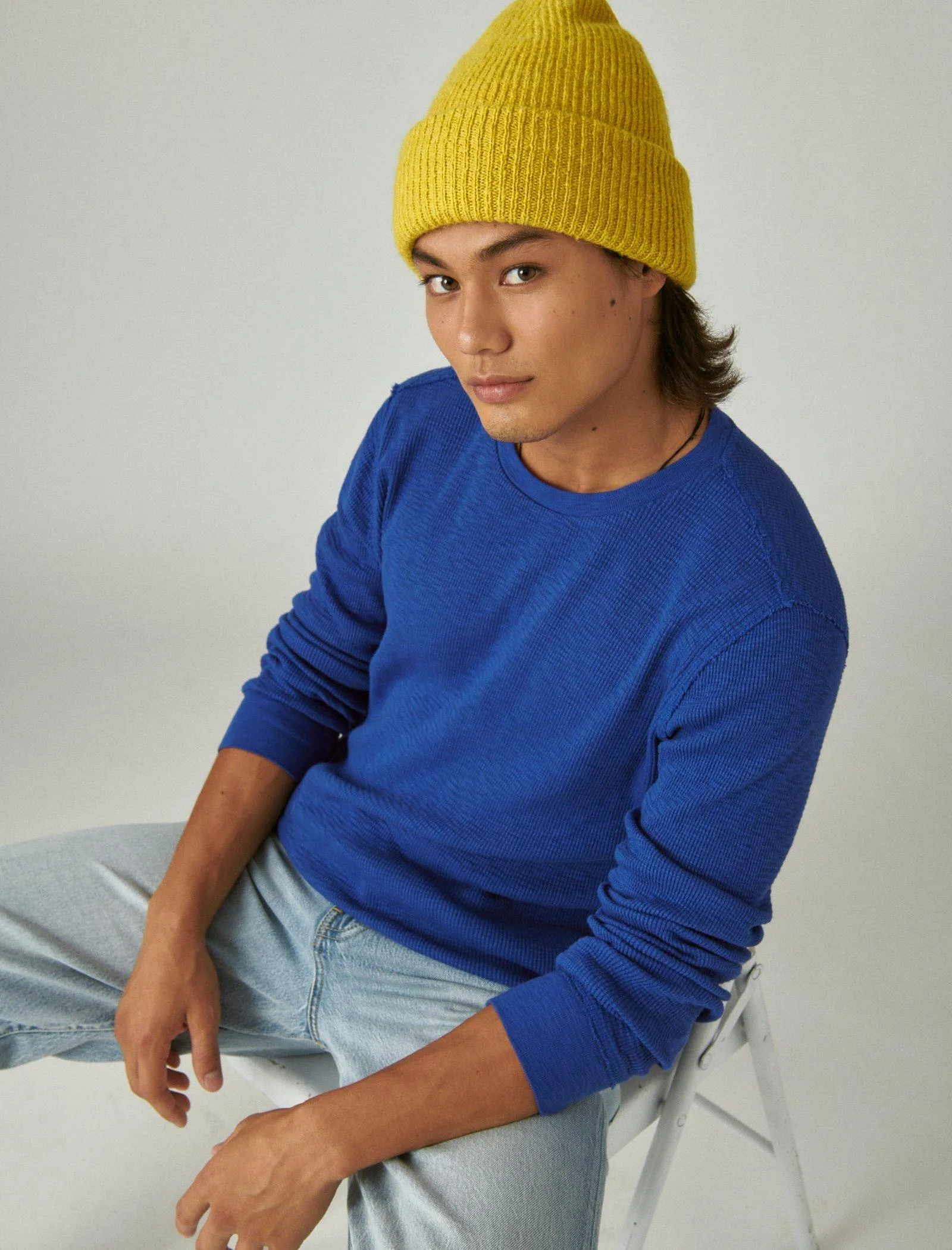 Lucky Brand Men's Garment Dye Thermal Crew