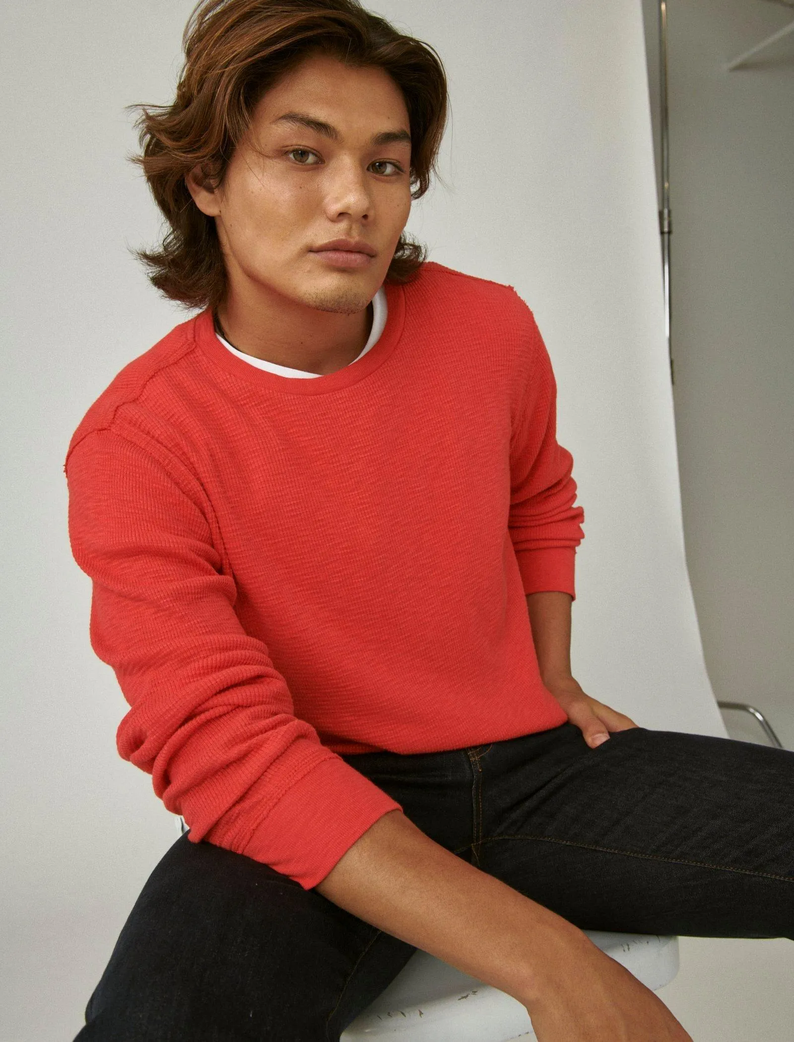 Lucky Brand Men's Garment Dye Thermal Crew