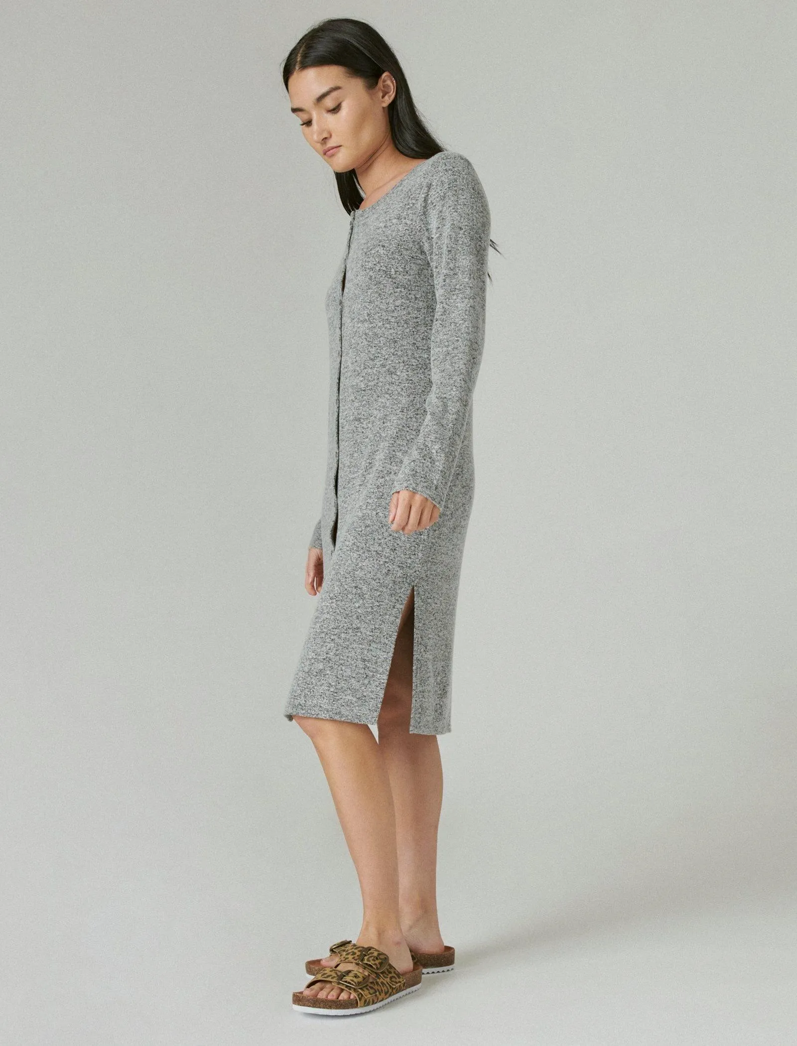 Lucky Brand Women's Cloud Jersey Ribbed Long Cardigan