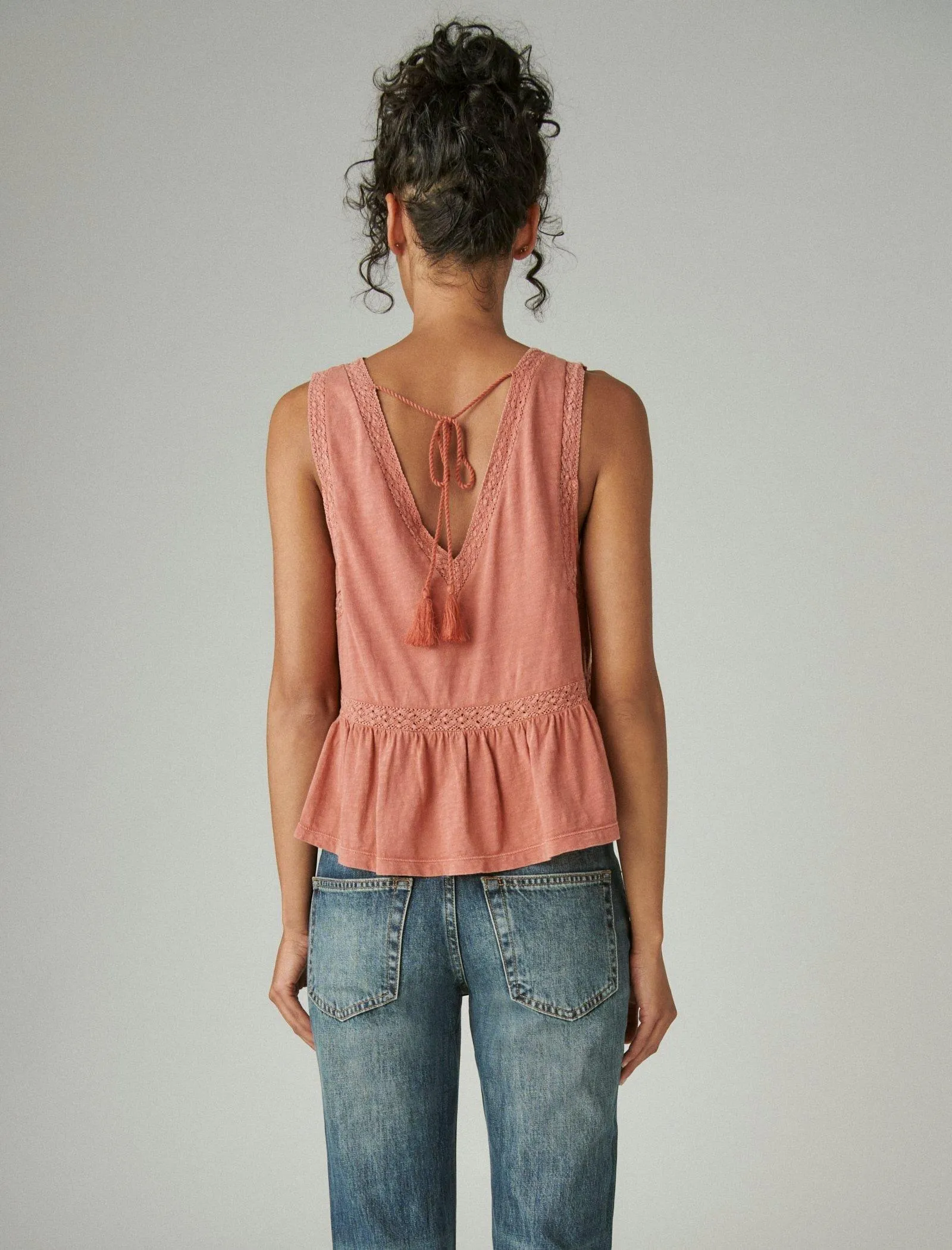 Lucky Brand Women's Geo Lace Trim Tank