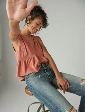 Lucky Brand Women's Geo Lace Trim Tank