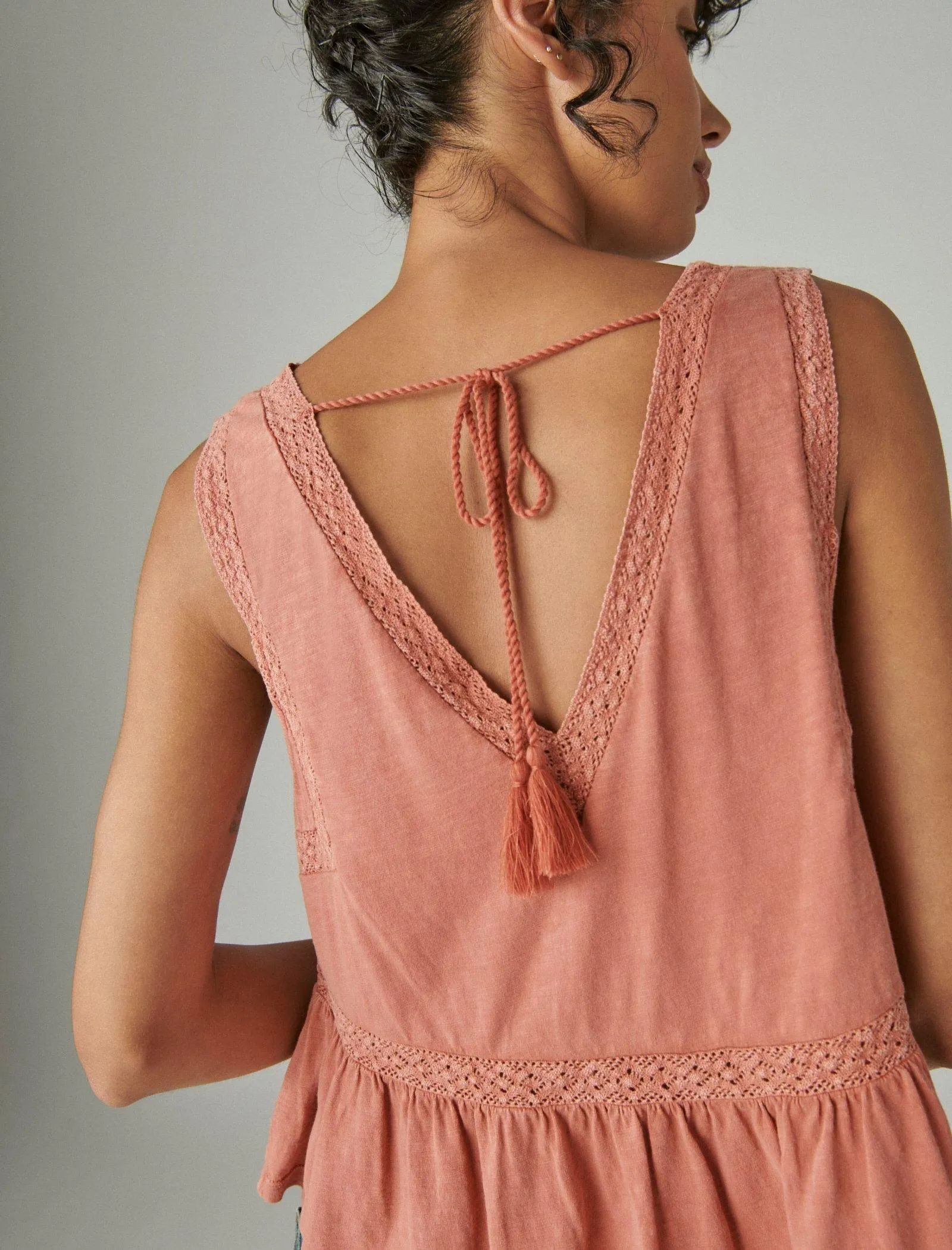 Lucky Brand Women's Geo Lace Trim Tank