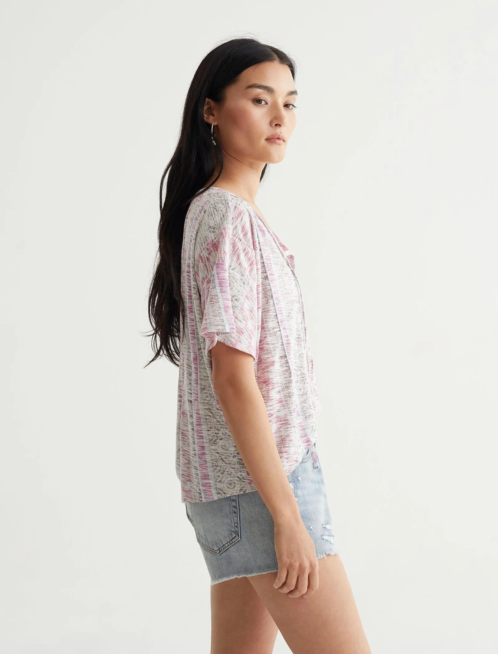 Lucky Brand Women's Pintuck Hi-Low Top