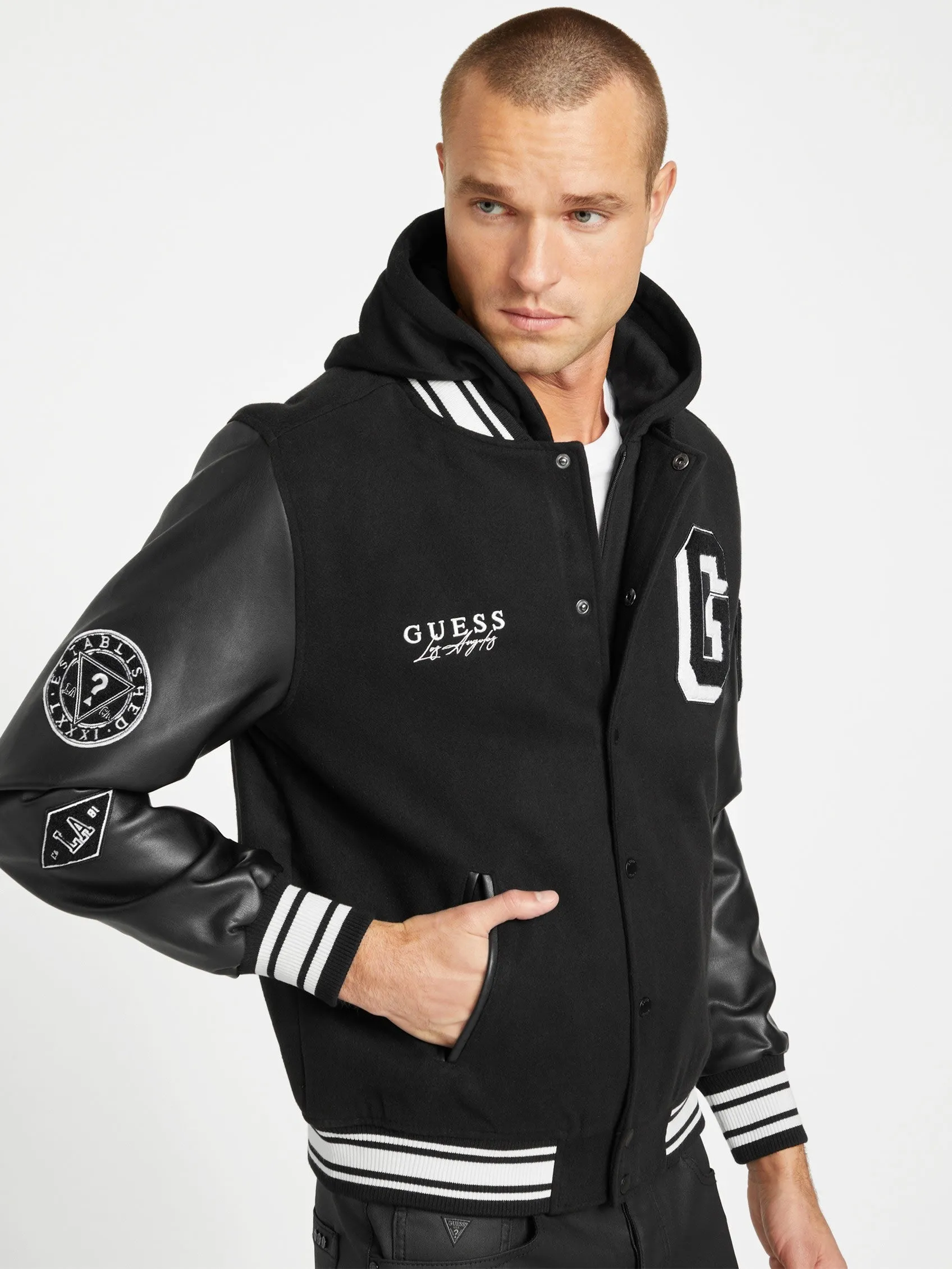 Mark Hooded Varsity Jacket