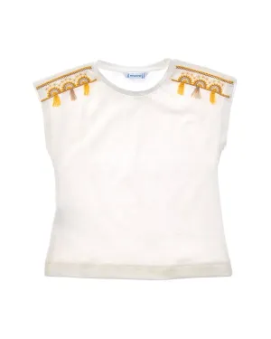 Mayoral Tassel Embroidered Tee
