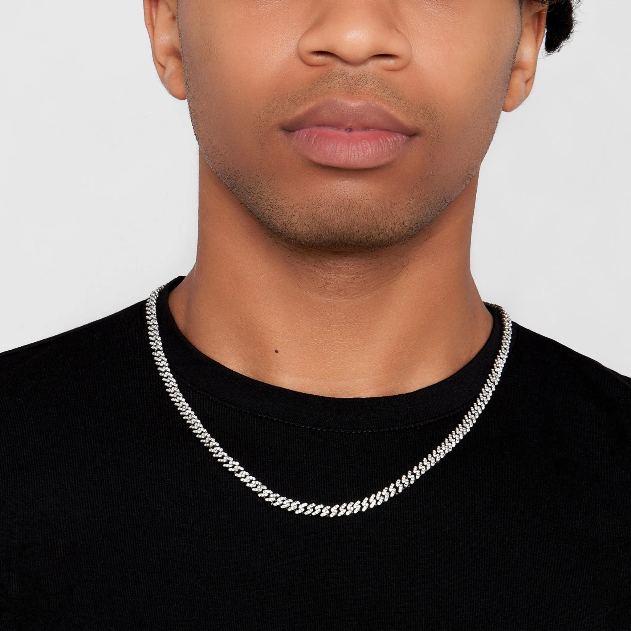 Men's 5mm Cuban Edge Chain with CZ silver