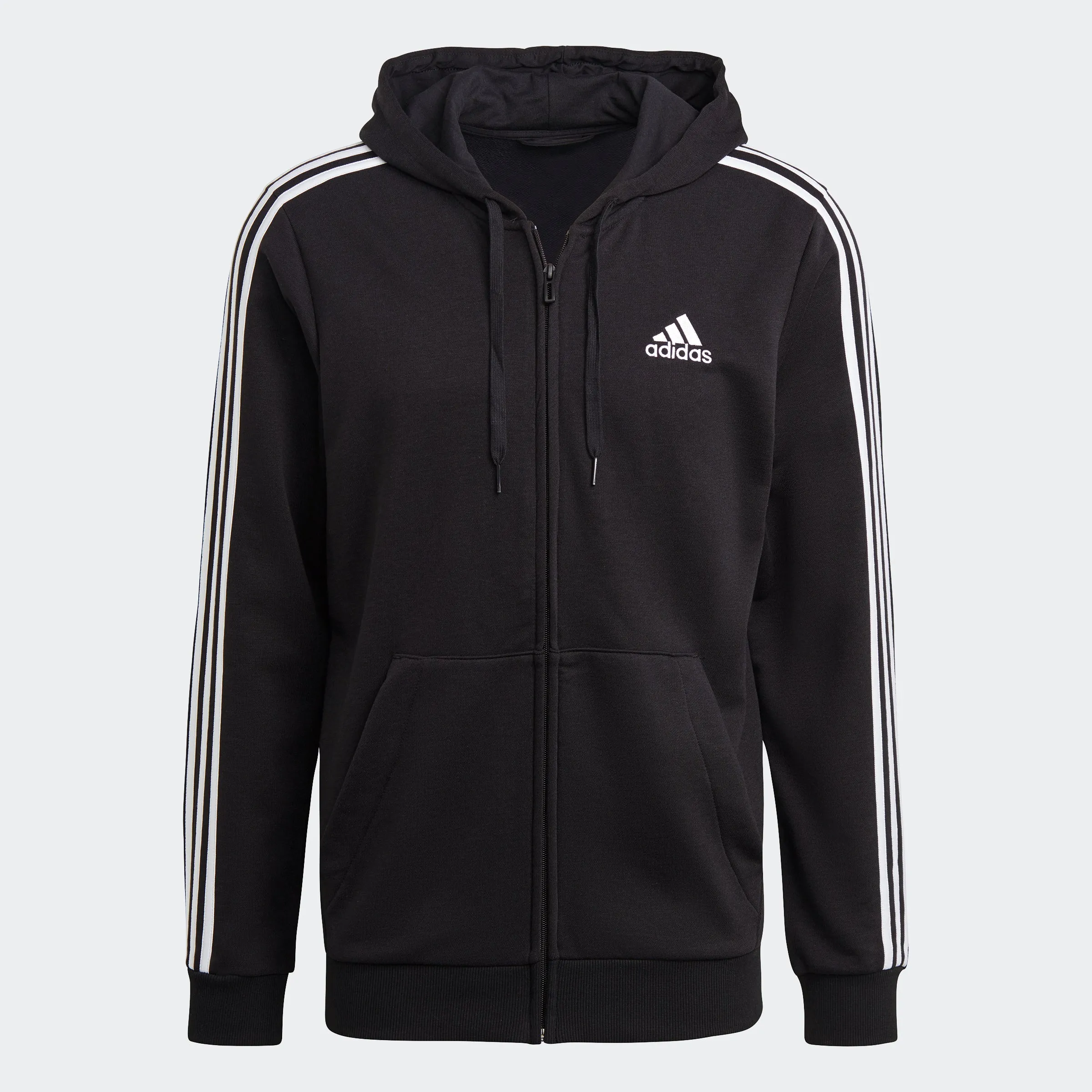 Men's adidas Essentials French Terry 3-Stripes Full-Zip Hoodie