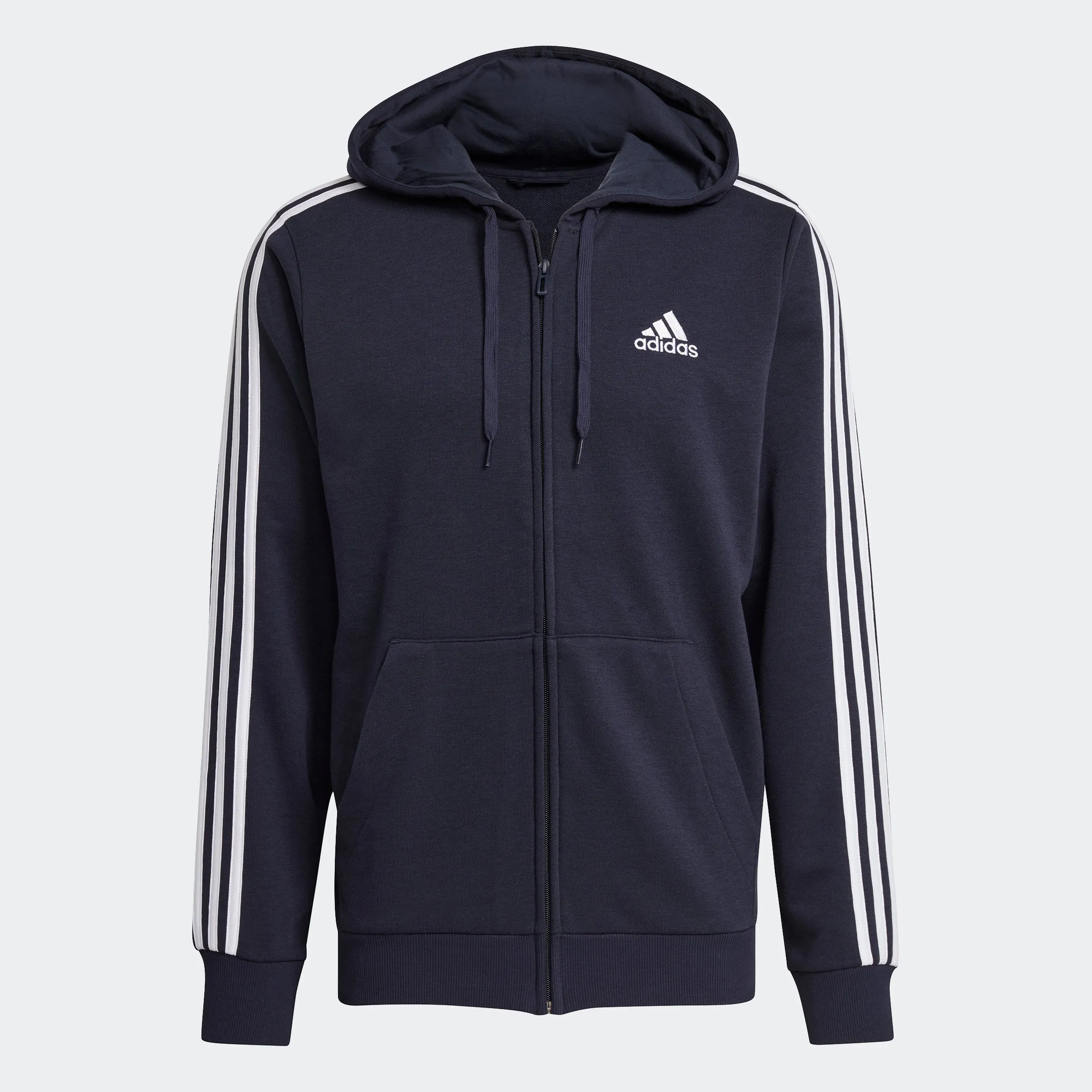 Men's adidas Essentials French Terry 3-Stripes Full-Zip Hoodie