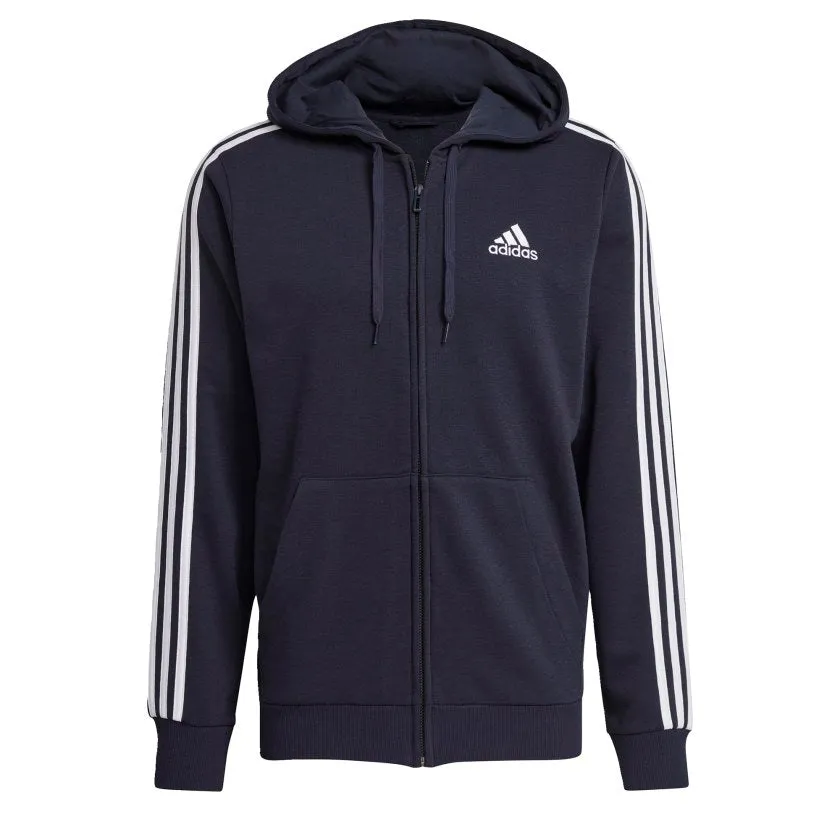 Men's adidas Essentials French Terry 3-Stripes Full-Zip Hoodie