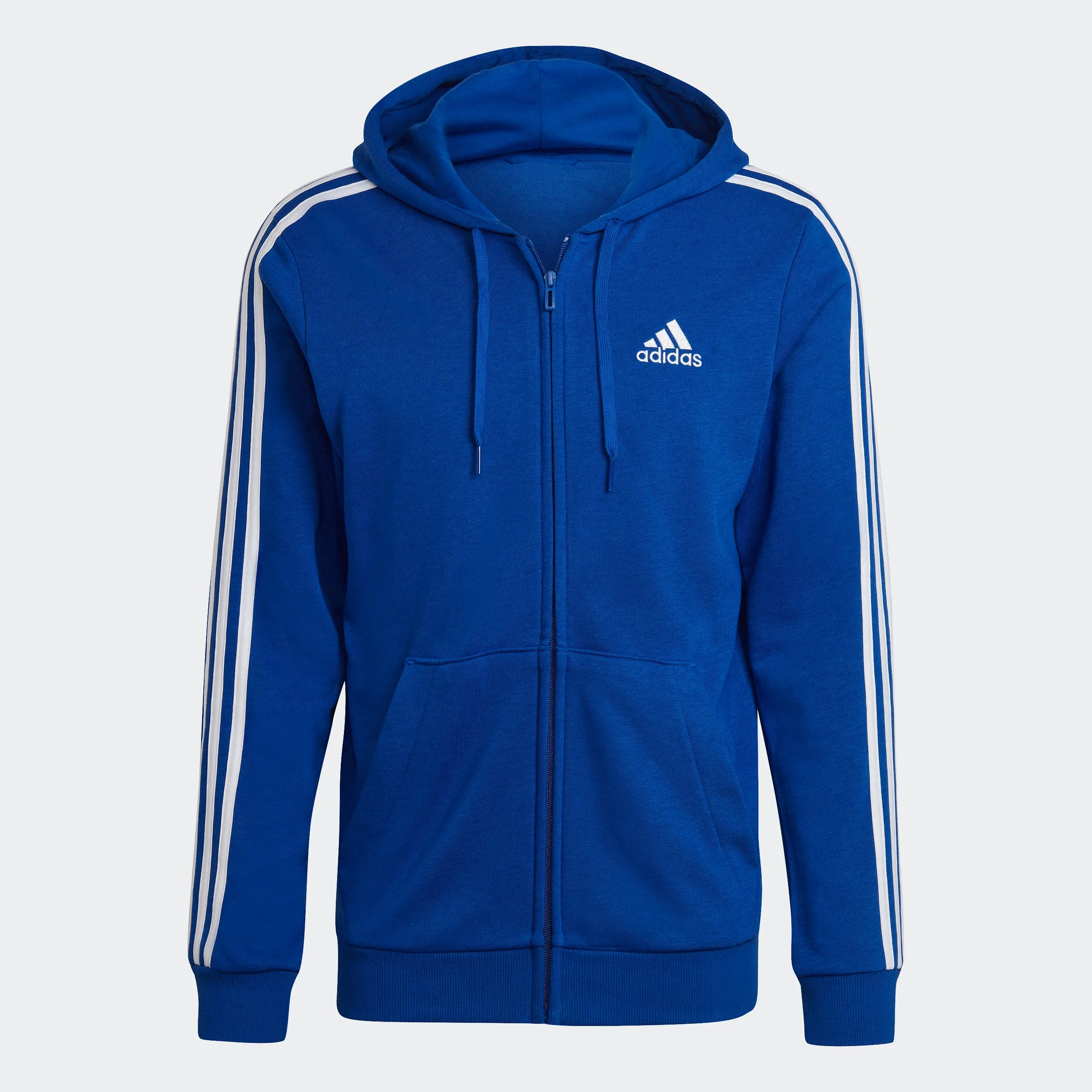 Men's adidas Essentials French Terry 3-Stripes Full-Zip Hoodie