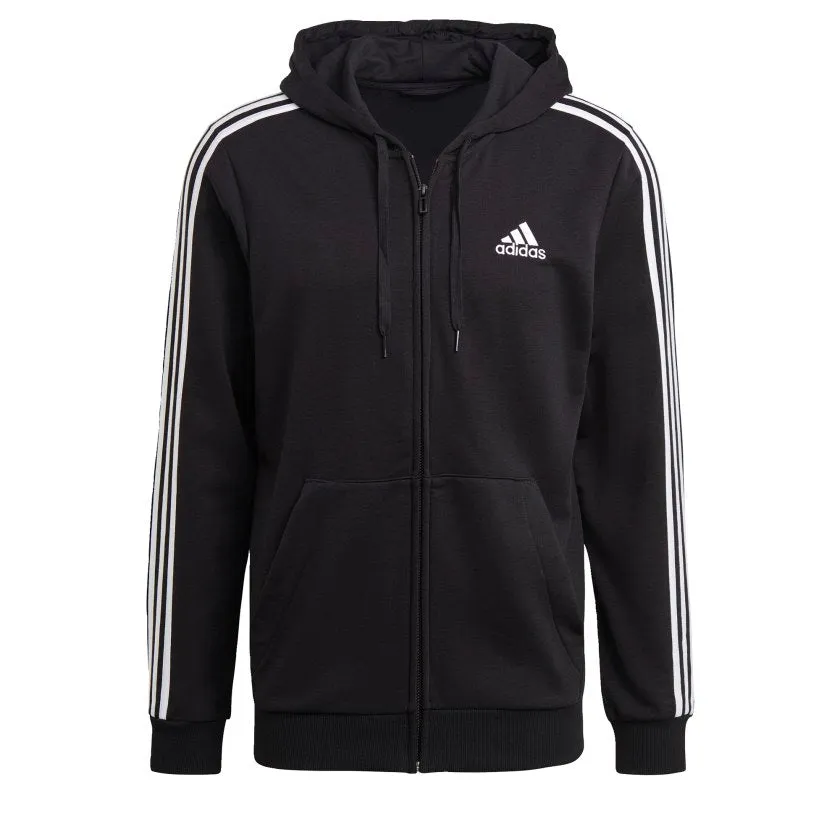 Men's adidas Essentials French Terry 3-Stripes Full-Zip Hoodie