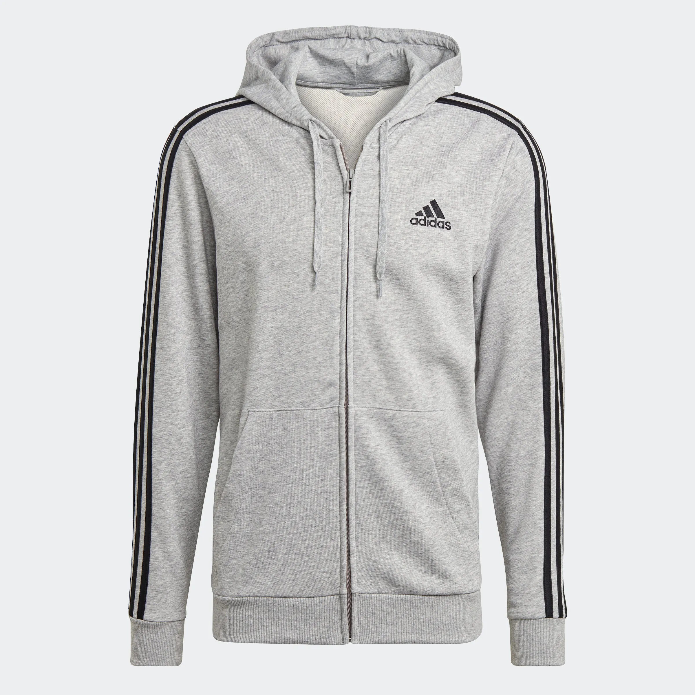 Men's adidas Essentials French Terry 3-Stripes Full-Zip Hoodie