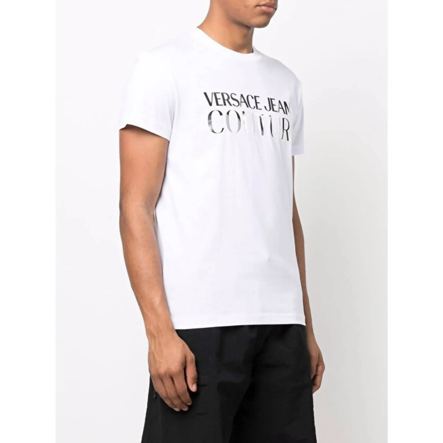 Men's Metallic Logo Short Sleeve T-Shirt In White/silver
