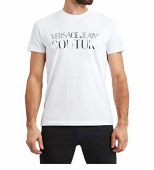 Men's Metallic Logo Short Sleeve T-Shirt In White/silver