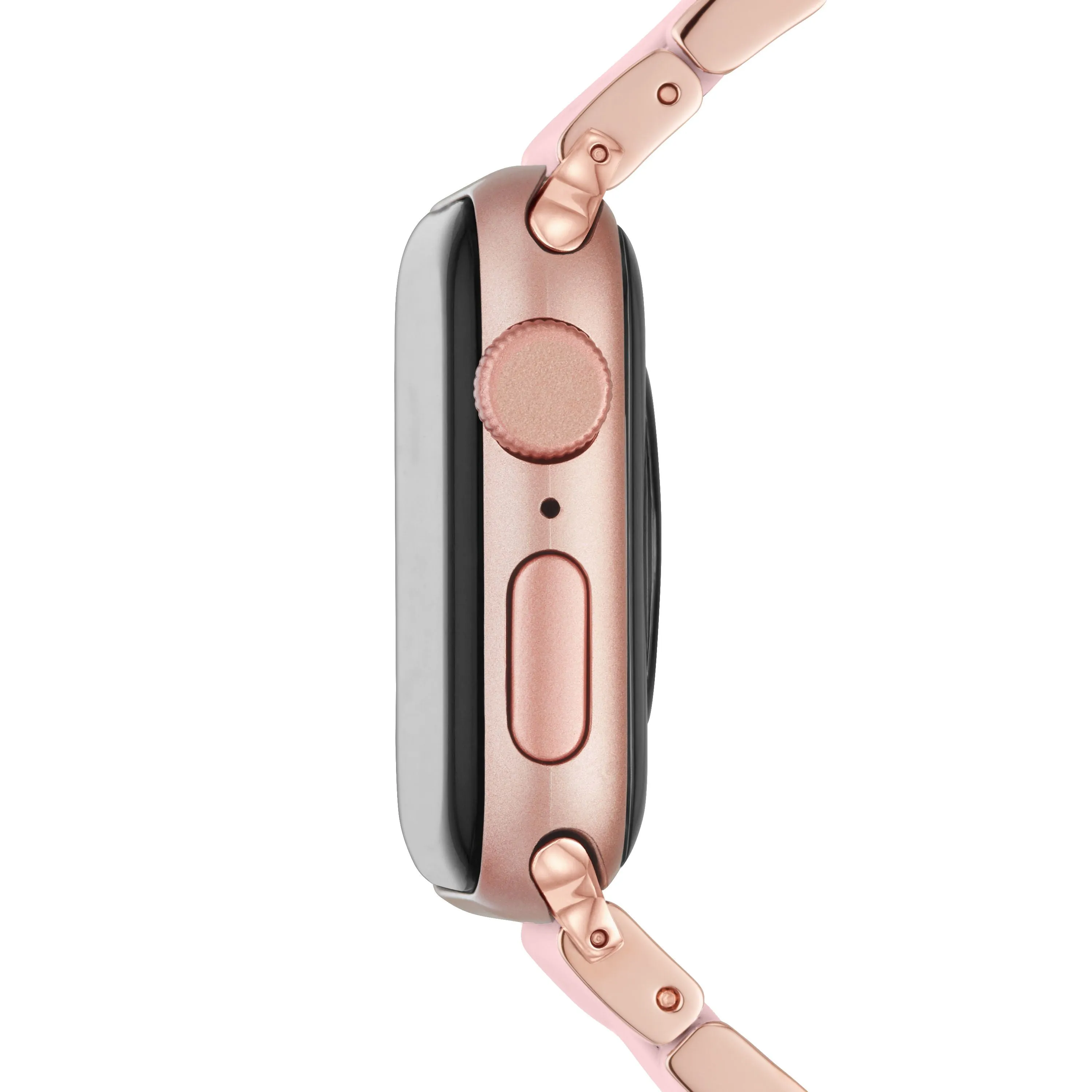 MICHELE Women's 38/40/41mm and 42/44/45/49mm Barely Pink and Pink Stainless Steel and Silicone Band for Apple Watch, MS