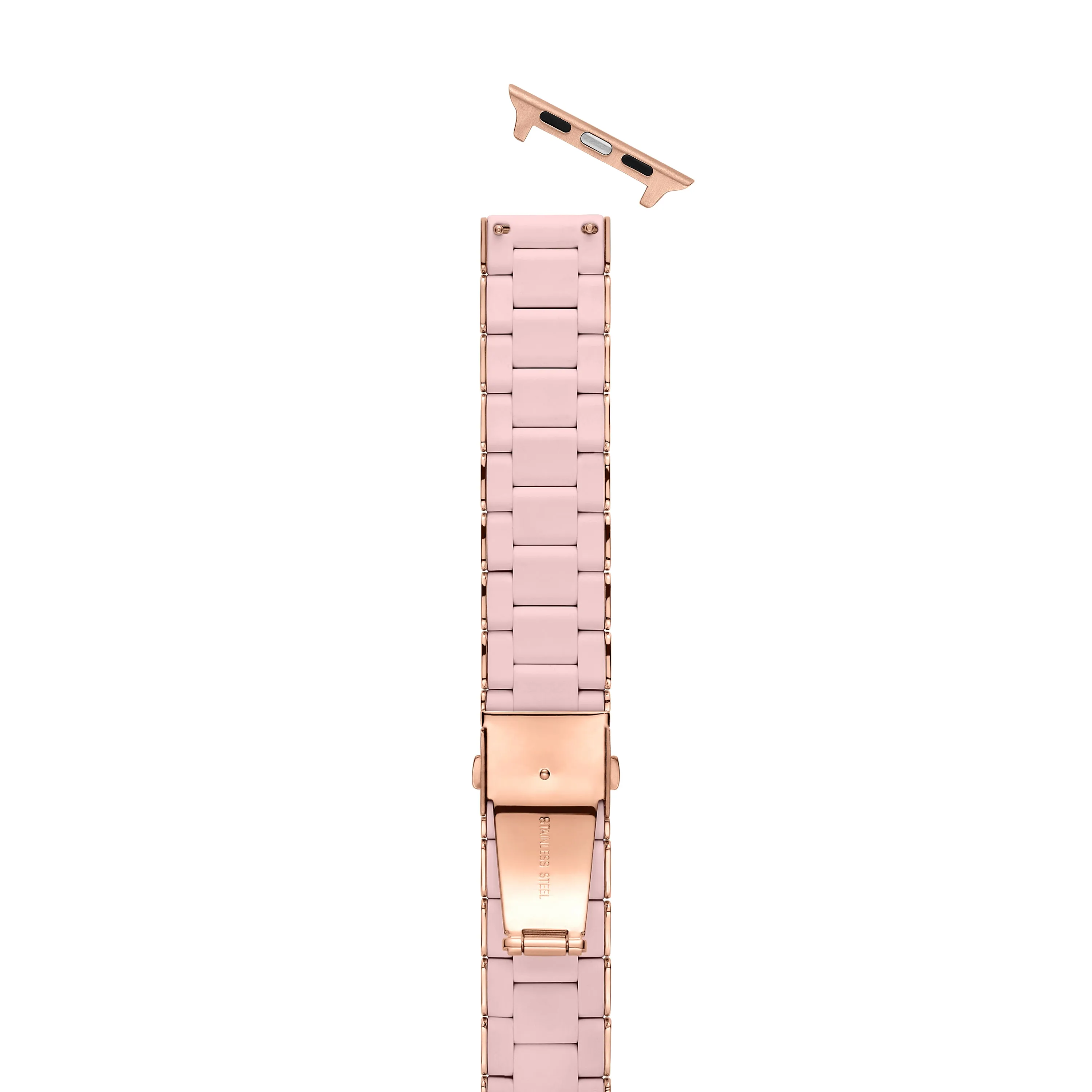 MICHELE Women's 38/40/41mm and 42/44/45/49mm Barely Pink and Pink Stainless Steel and Silicone Band for Apple Watch, MS