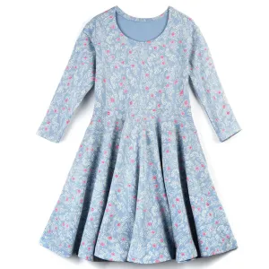 Mightly Girls Blue Floral Dress