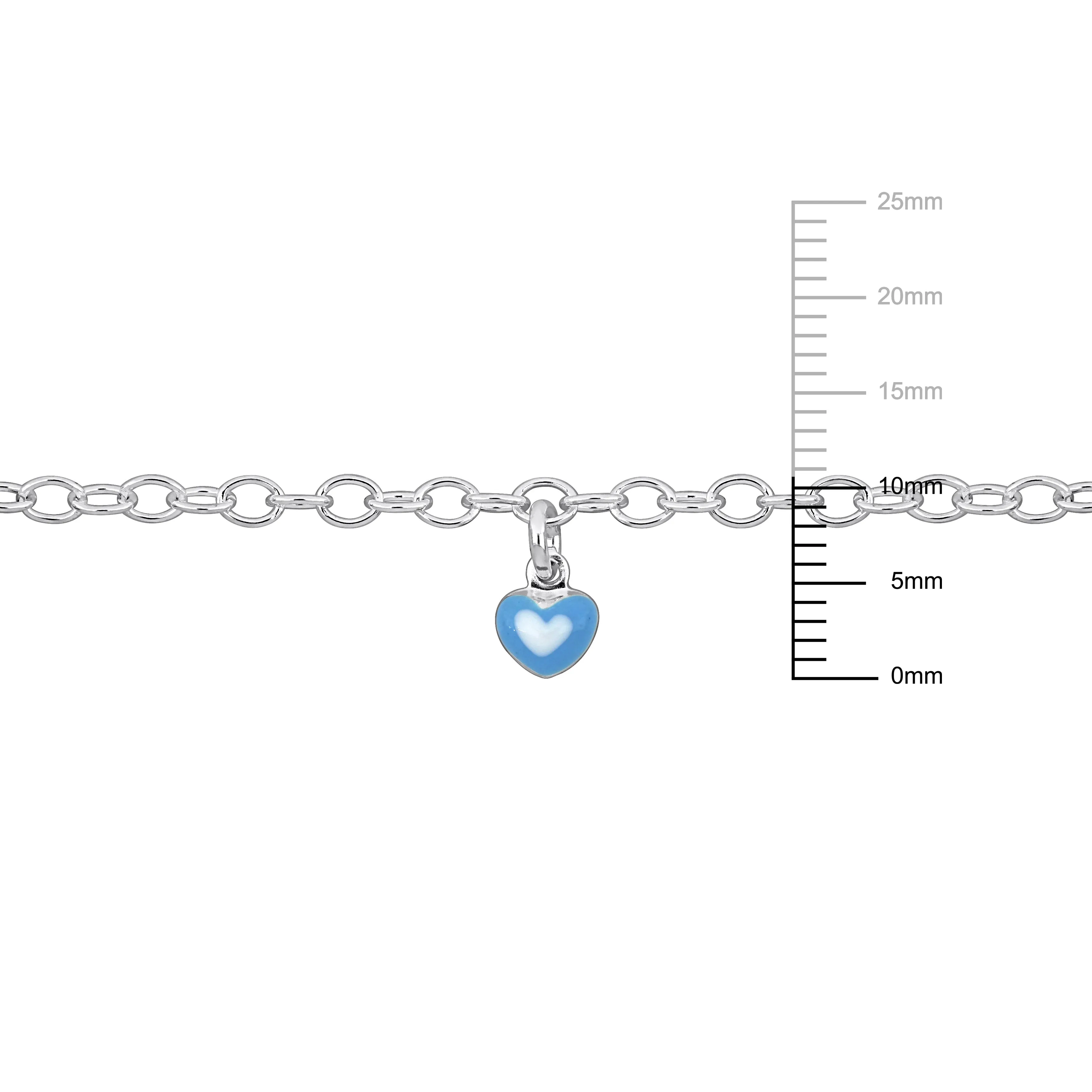 Mimi & Max Children's Multi-color Enamel Heart Charm Link Bracelet in Sterling Silver - 7.5 in.