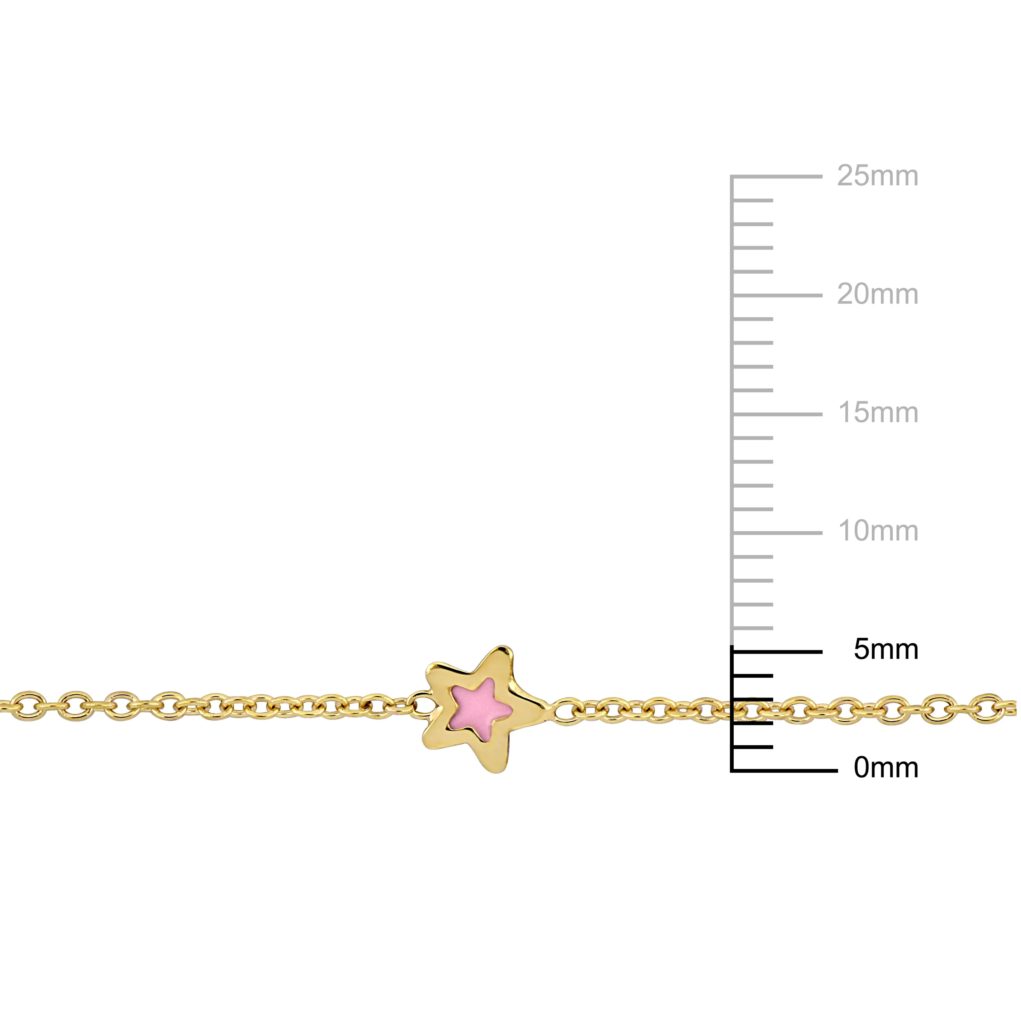 Mimi & Max Children's Multi-Color Enamel Star Charm Rolo Chain Link Bracelet in 14k Yellow Gold - 5 0.5 in.