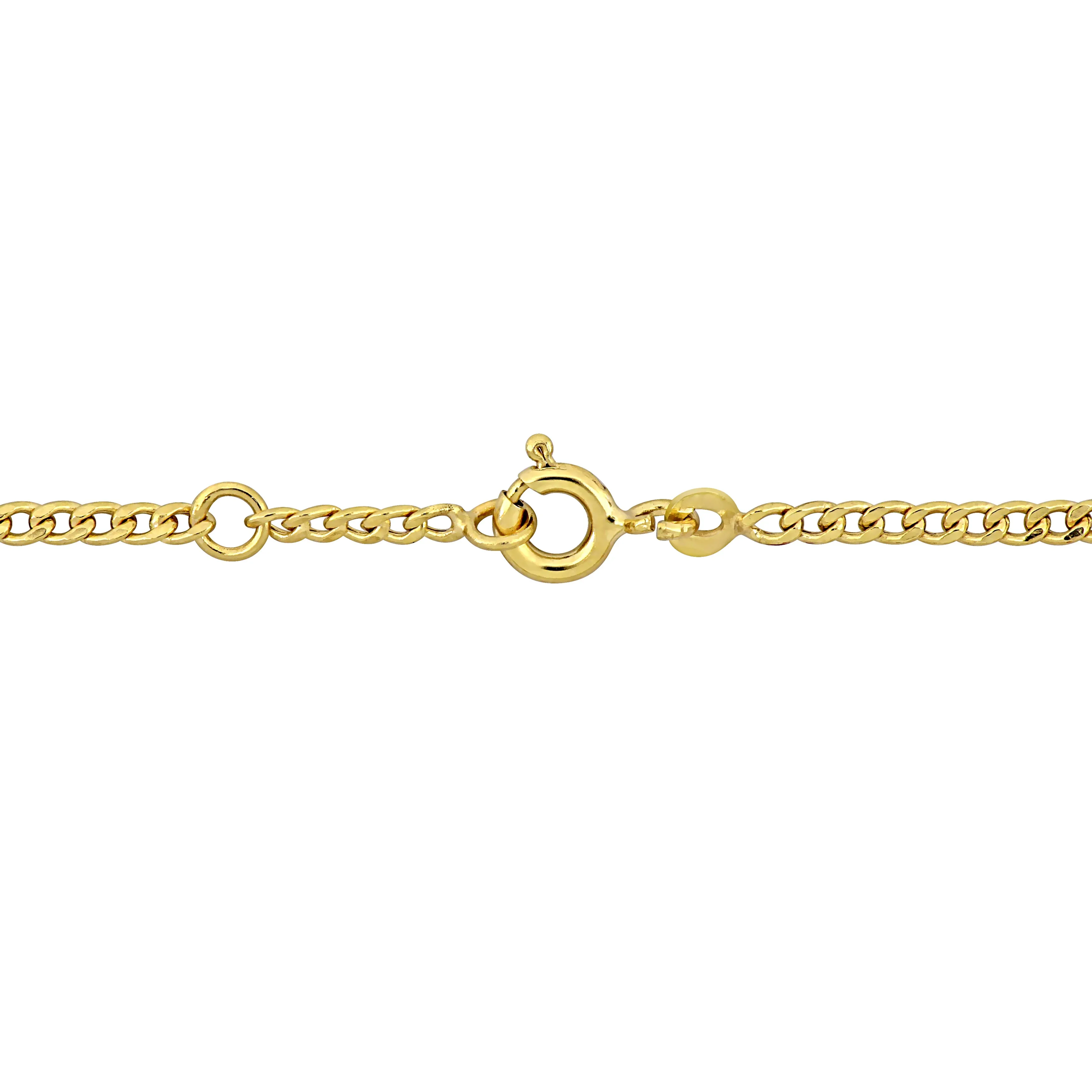 Mimi & Max Children's Pink Enamel Heart Charm ID Bracelet in 14k Yellow Gold - 5 0.5 in.