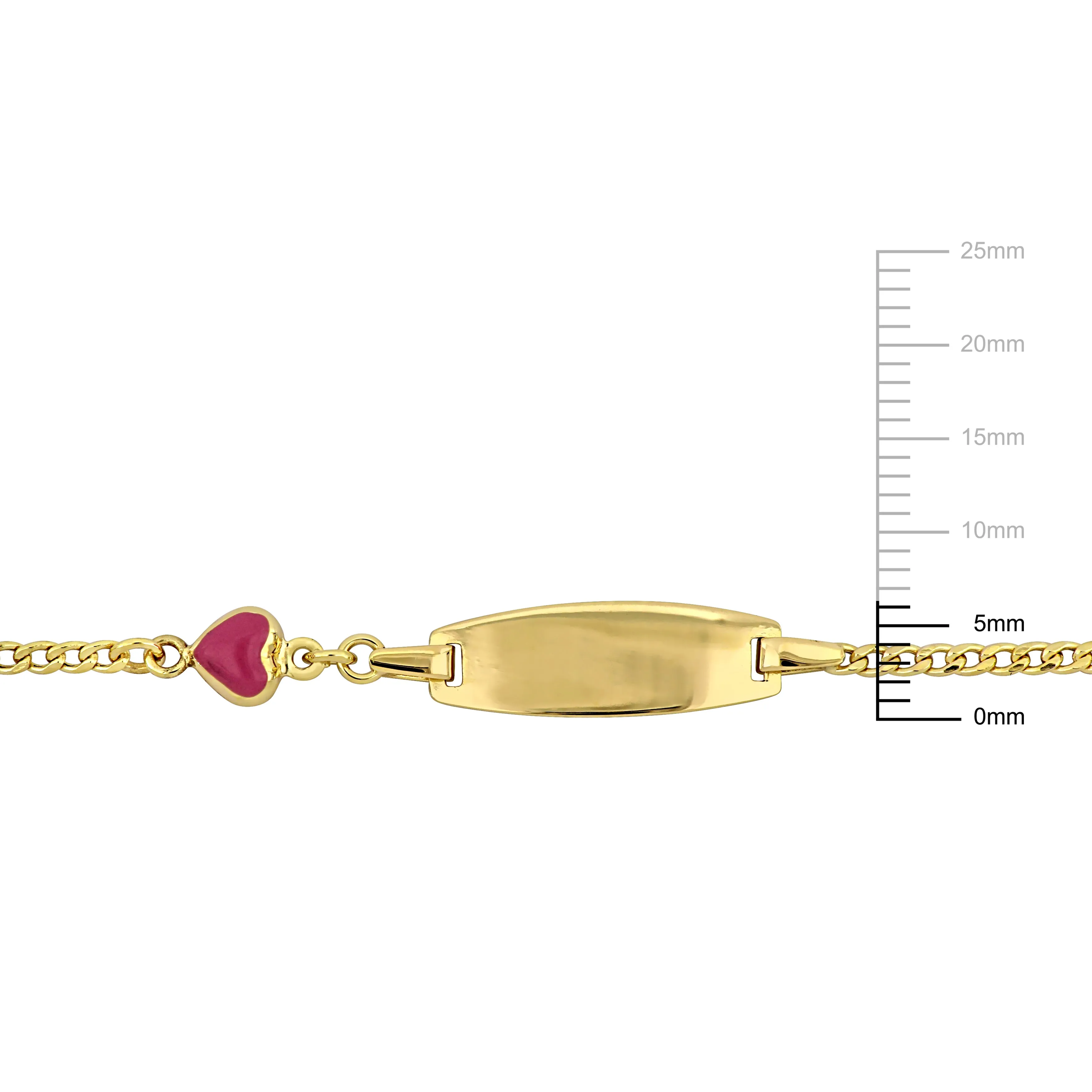 Mimi & Max Children's Pink Enamel Heart Charm ID Bracelet in 14k Yellow Gold - 5 0.5 in.
