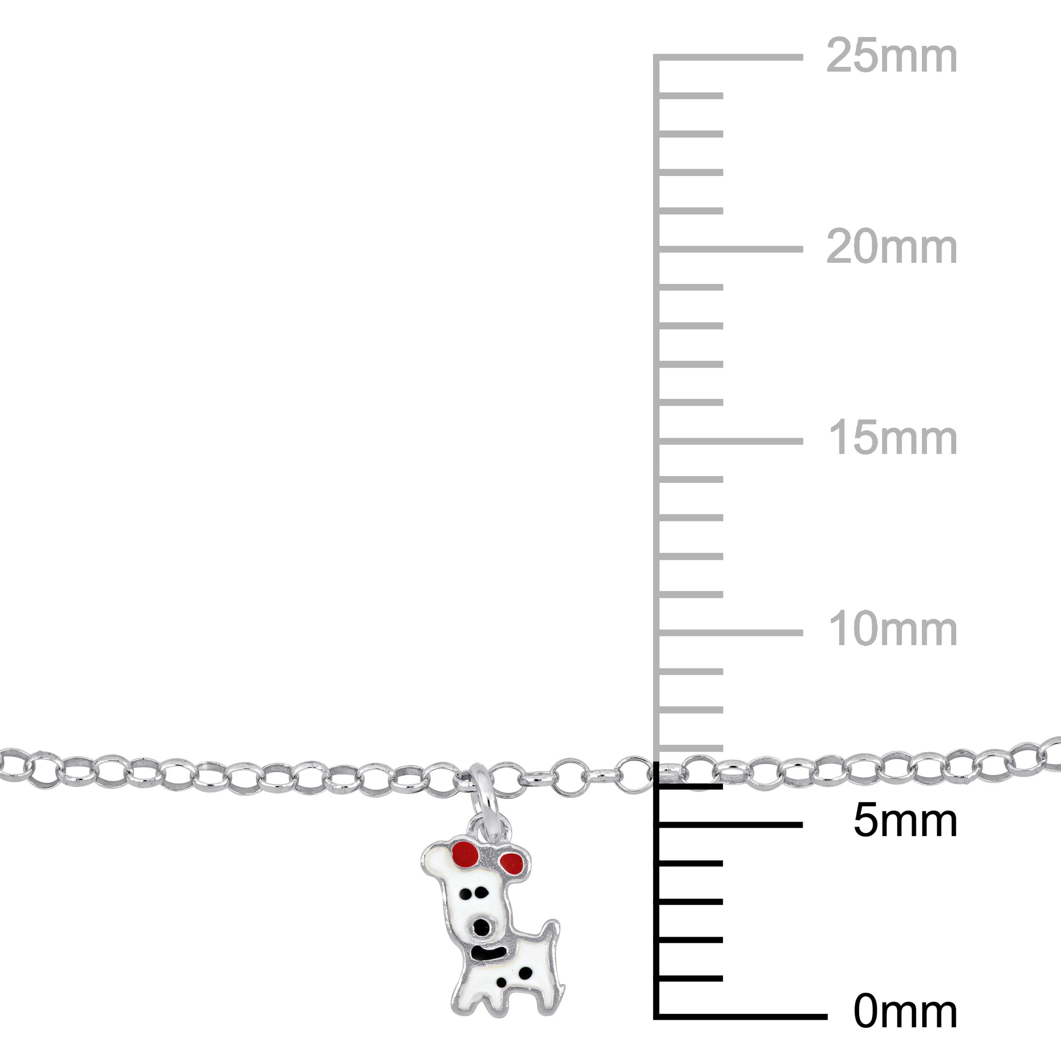 Mimi & Max Children's White Dog Charm on 2mm Rolo Chain Station Bracelet in Sterling Silver - 6.5 0.5 in.