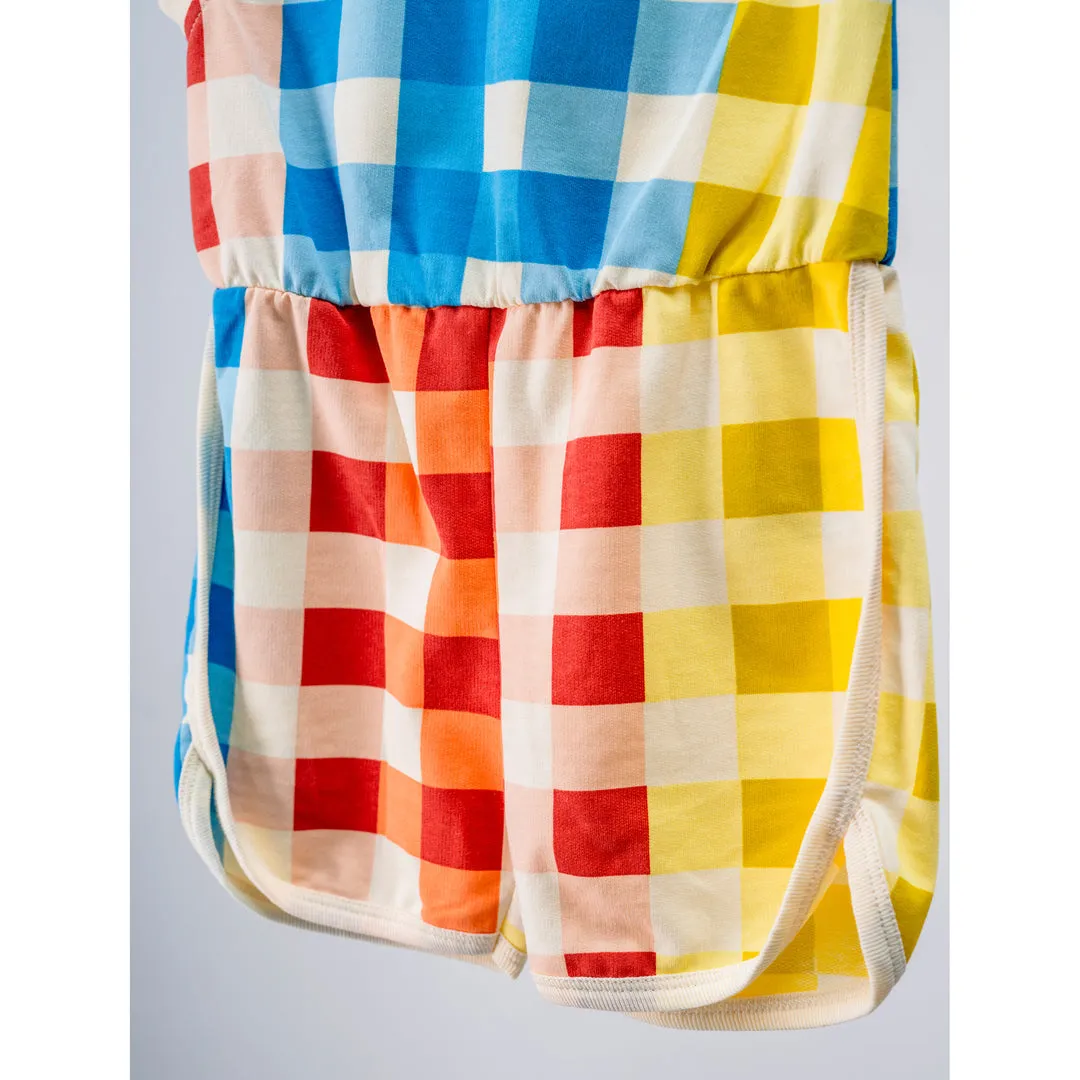 Multicolor Plaid Print Sleeveless Romper