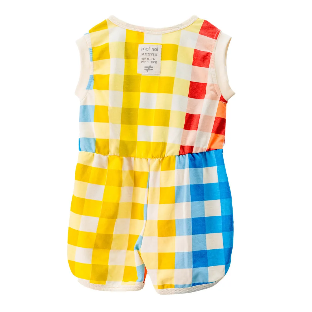 Multicolor Plaid Print Sleeveless Romper