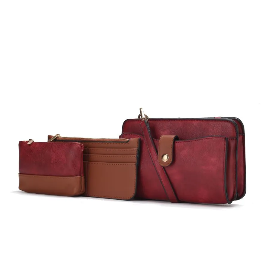 Muriel Vegan Leather Women’s Crossbody Bag with Card holder and Small Pouch 3 pieces