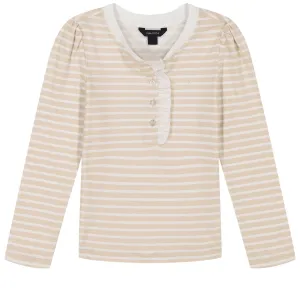 Nautica Little Girls' Striped Trim Long Sleeve Henley Top (4-6X)