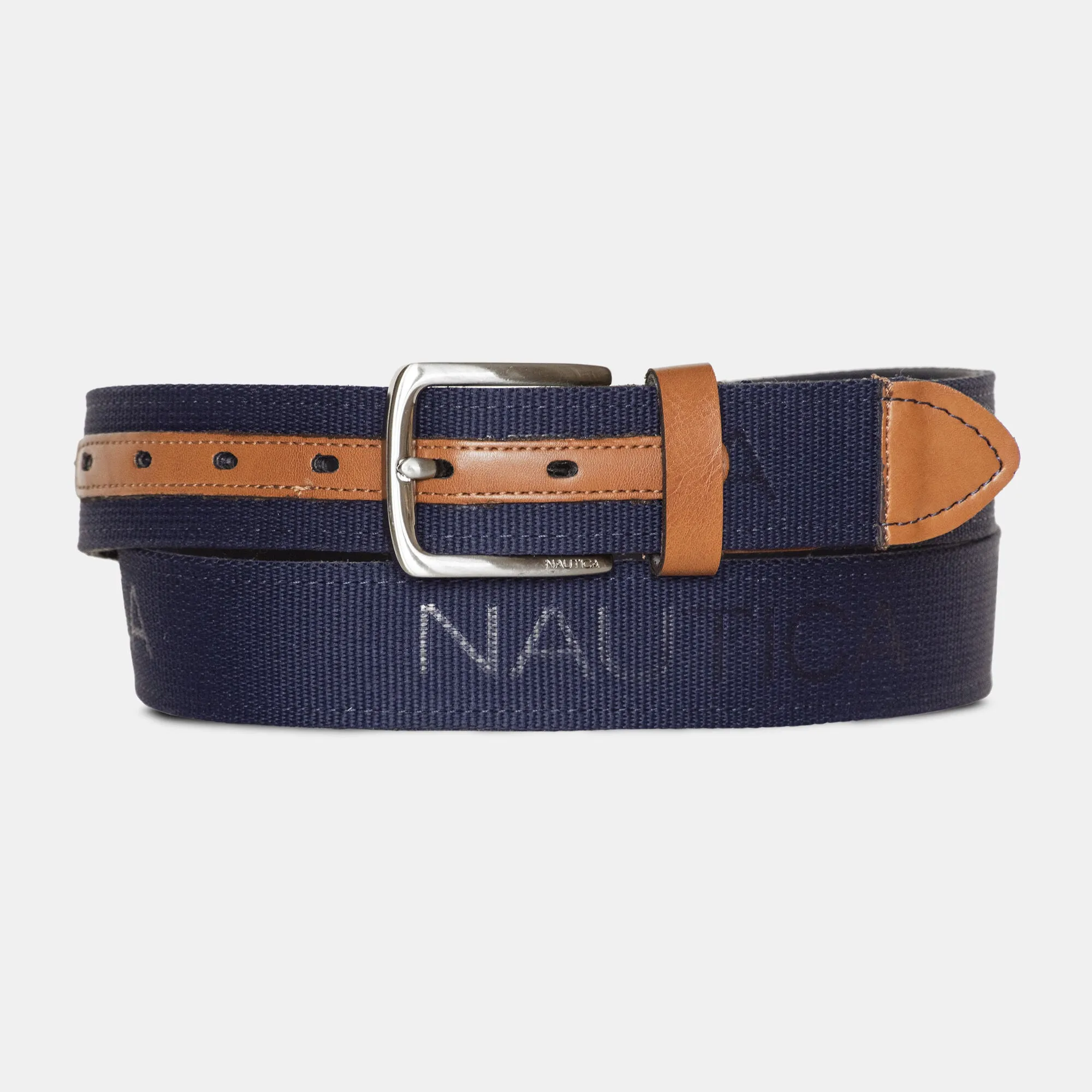Nautica Mens Logo Embossed Belt