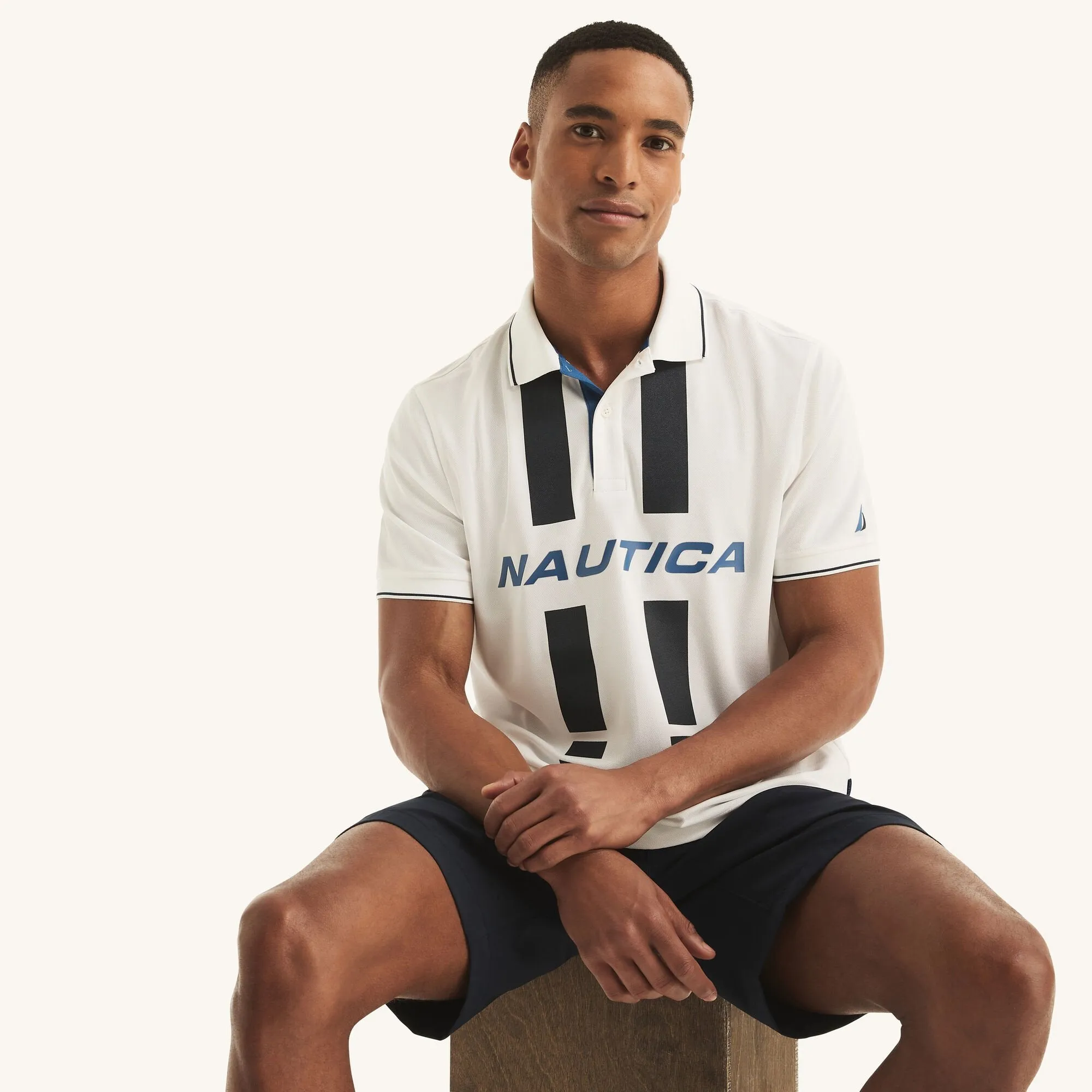Nautica Mens Navtech Sustainably Crafted Colorblock Classic Fit Polo