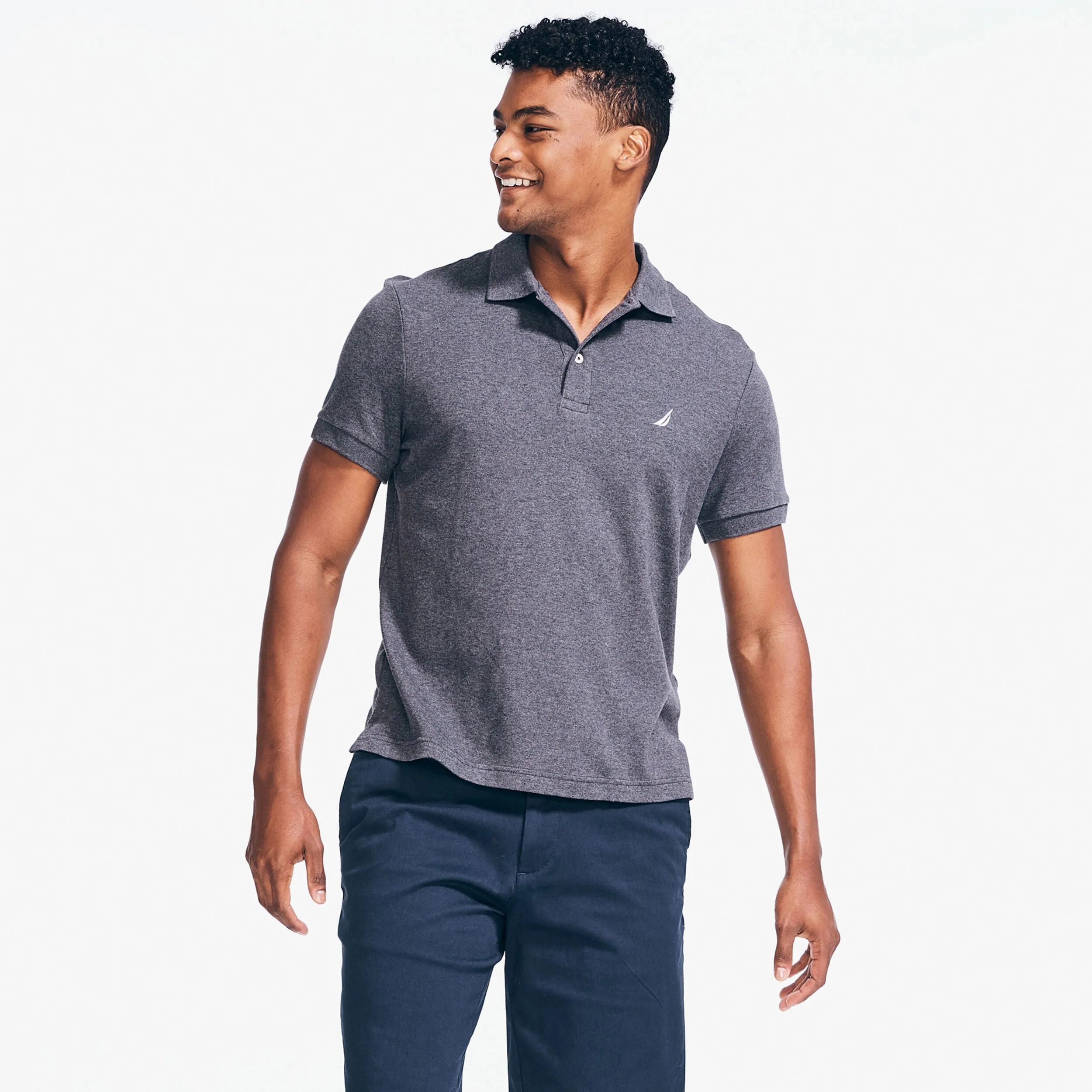 Nautica Mens Slim Fit Interlock Polo