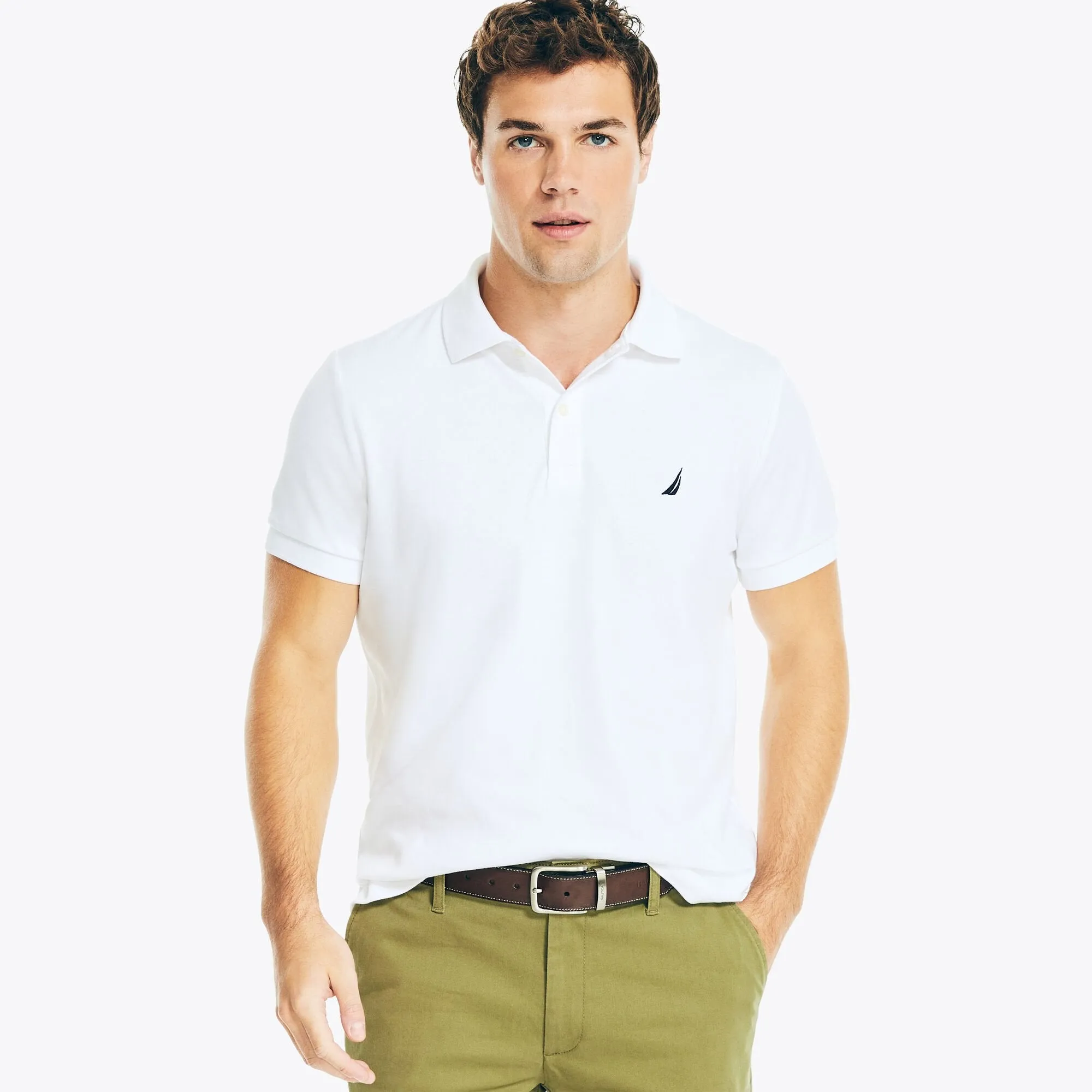Nautica Mens Slim Fit Interlock Polo