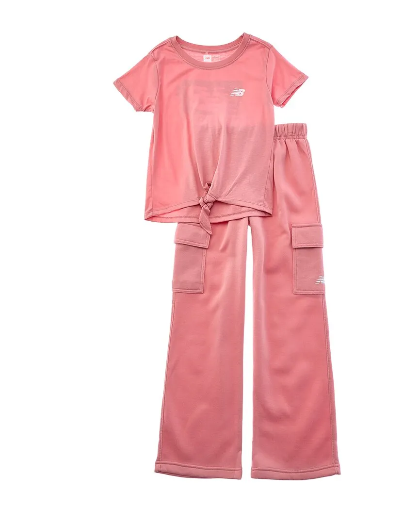 New Balance 2pc T-Shirt & Fleece Cargo Pant Set