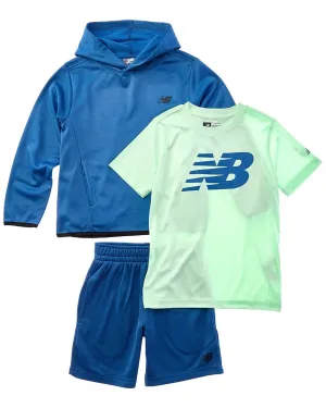 New Balance 3pc Fleece Hoodie, T-Shirt & Short Set