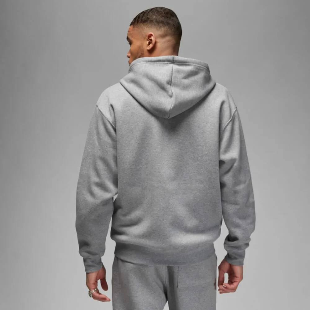 Nike Jordan Brooklyn Fleece Full Zip Hoodie Carbon Heather/White  FJ7771-091 Men's