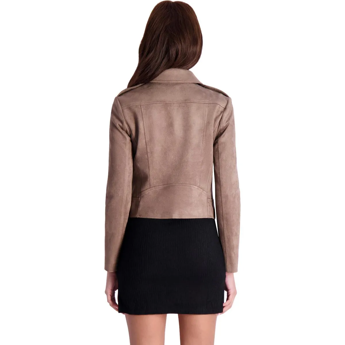 Not Your Baby Womens Faux Suede Asymmetric Motorcycle Jacket