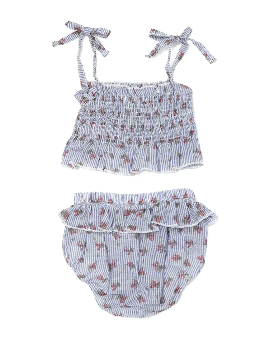 oh baby! Stripe with Roses Woven Sunsuit Set
