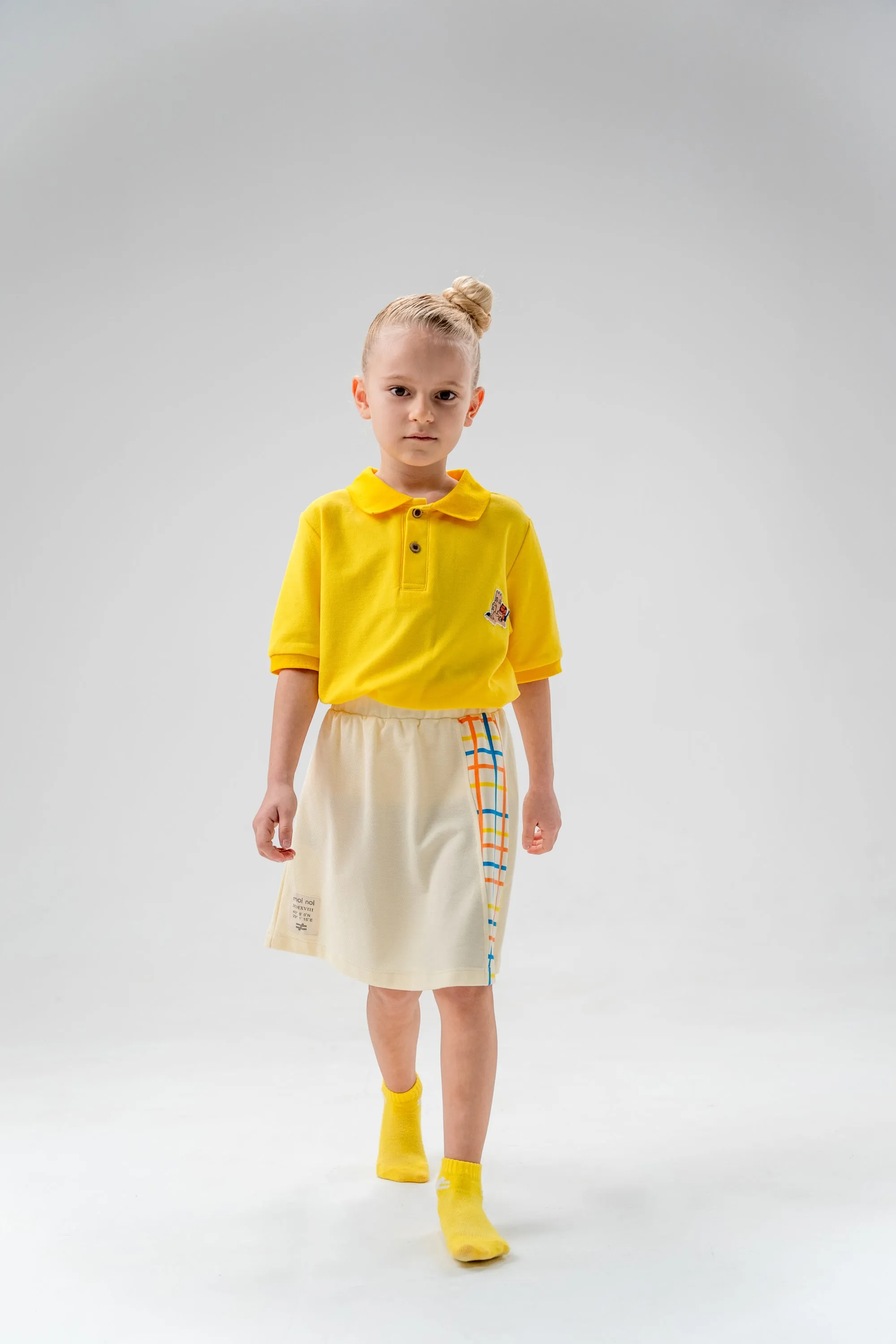 Orange Plaid Trim Cotton Skirt