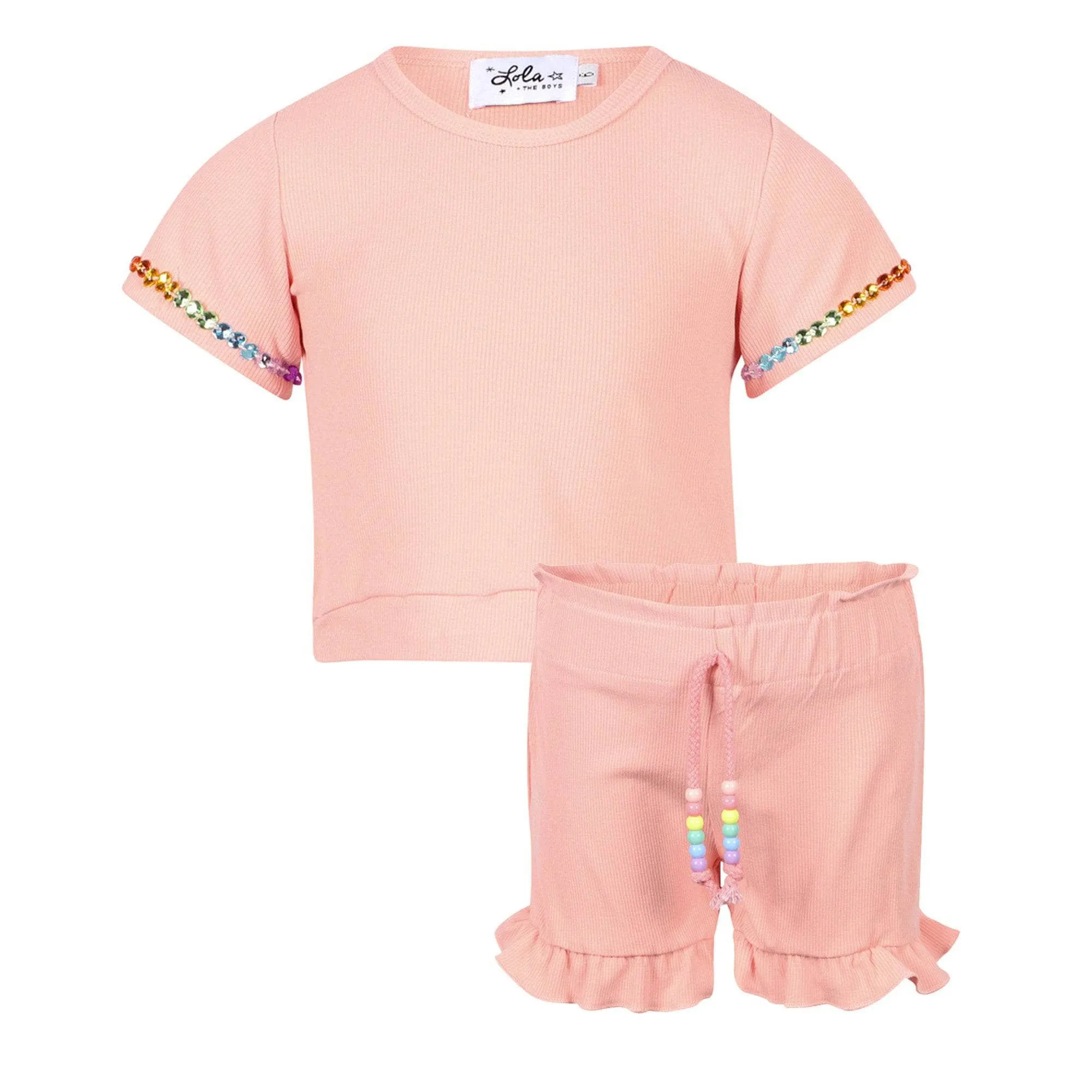 Peach Candy Beaded Short Set